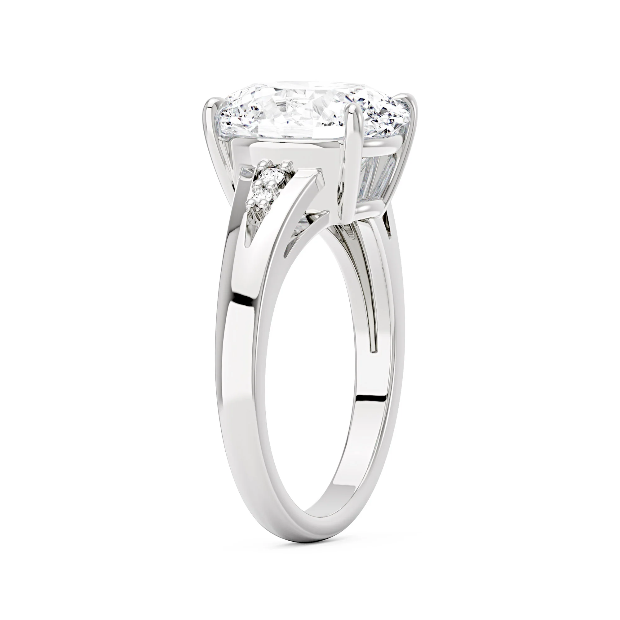 Oval Moissanite Side Accent Engagement Ring - Image 5