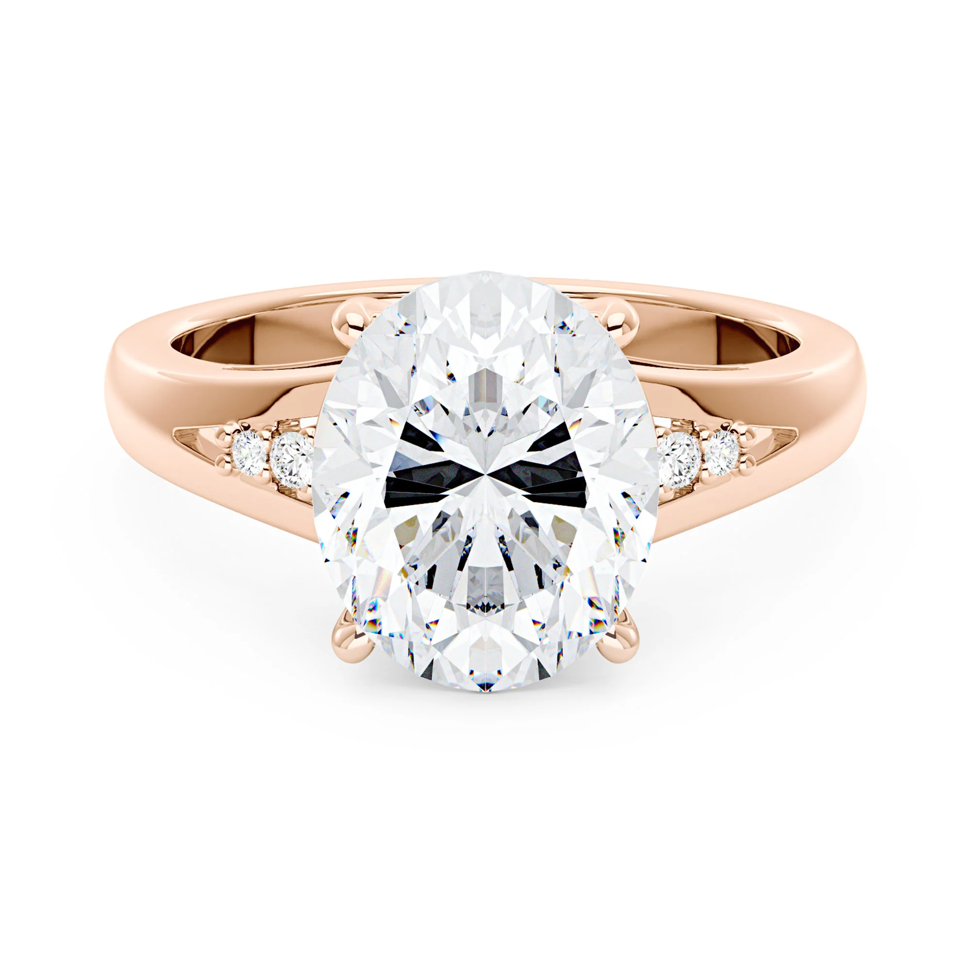 Oval Moissanite Side Accent Engagement Ring - Image 7