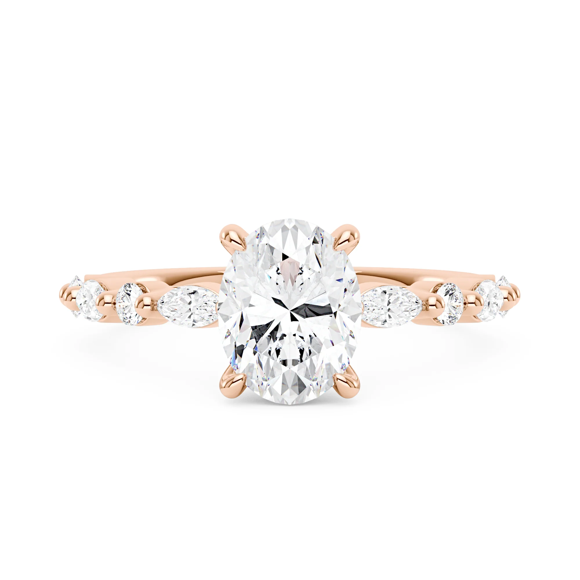 Nature Inspired Oval Cut Moissanite Accent Engagement Ring - Image 7