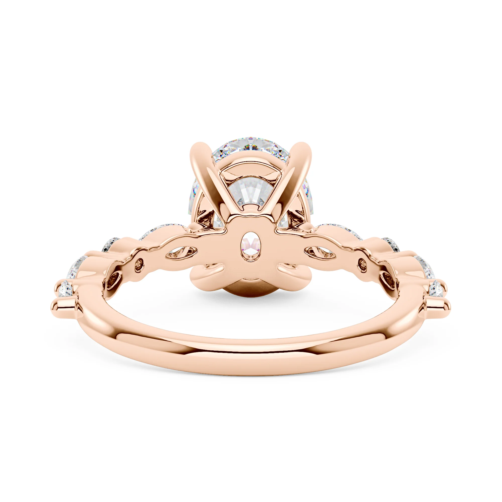 Nature Inspired Oval Cut Moissanite Accent Engagement Ring - Image 9