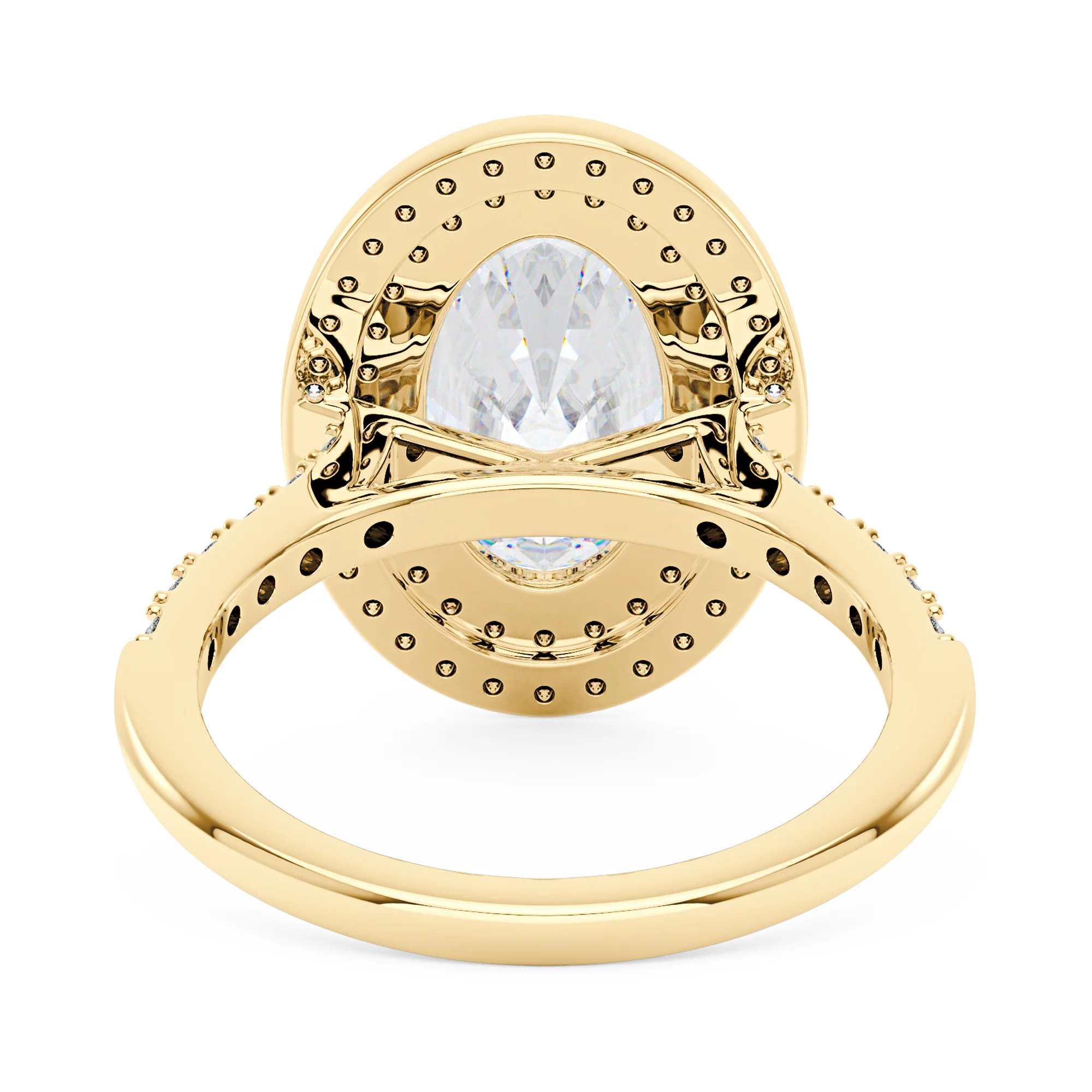 4 Carat Art Deco Oval Cut Moissanite Double Halo Ring in 14K Gold - Image 6