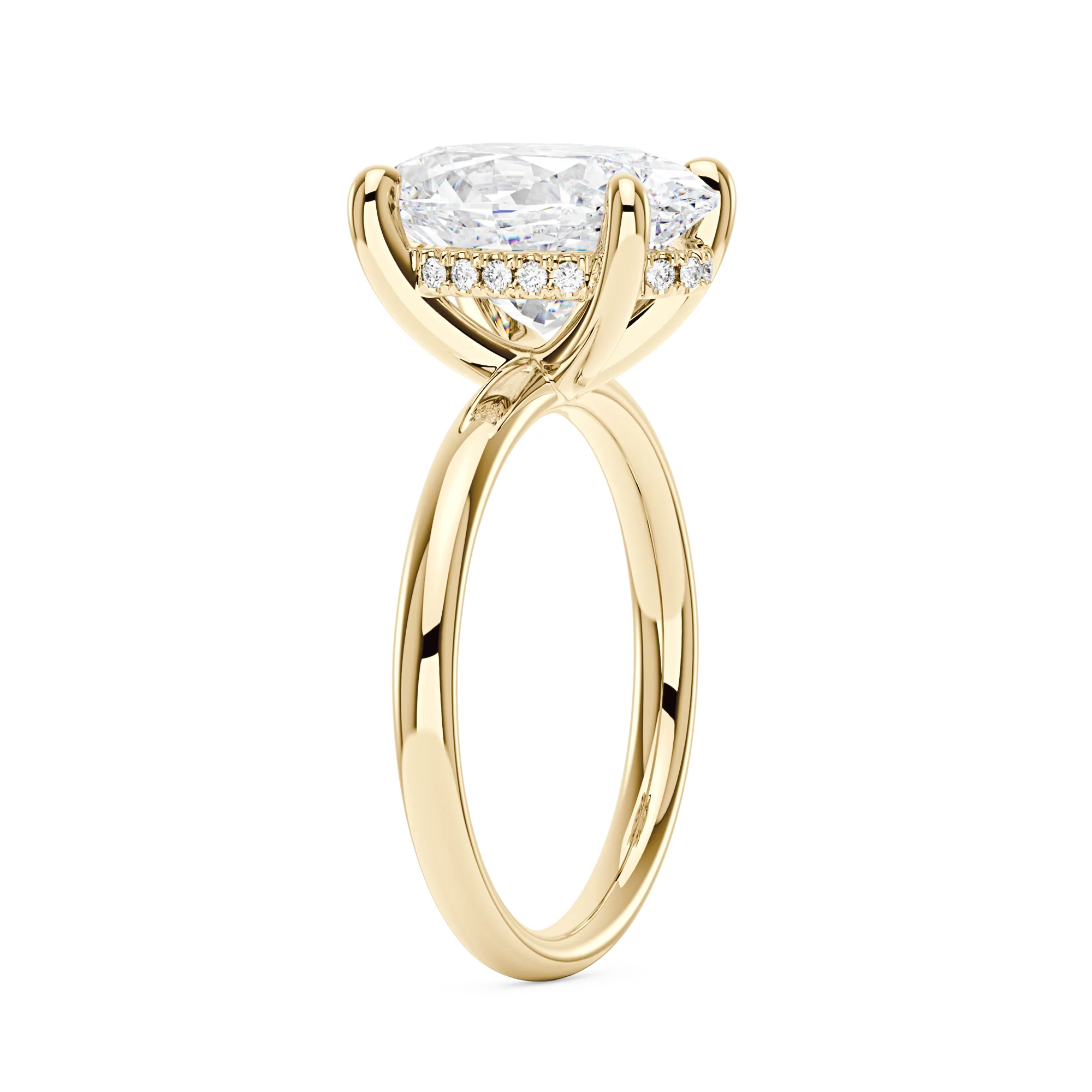 Oval Cut Moissanite Engagement Ring and Half Eternity Band Bridal Ring Set - Image 6