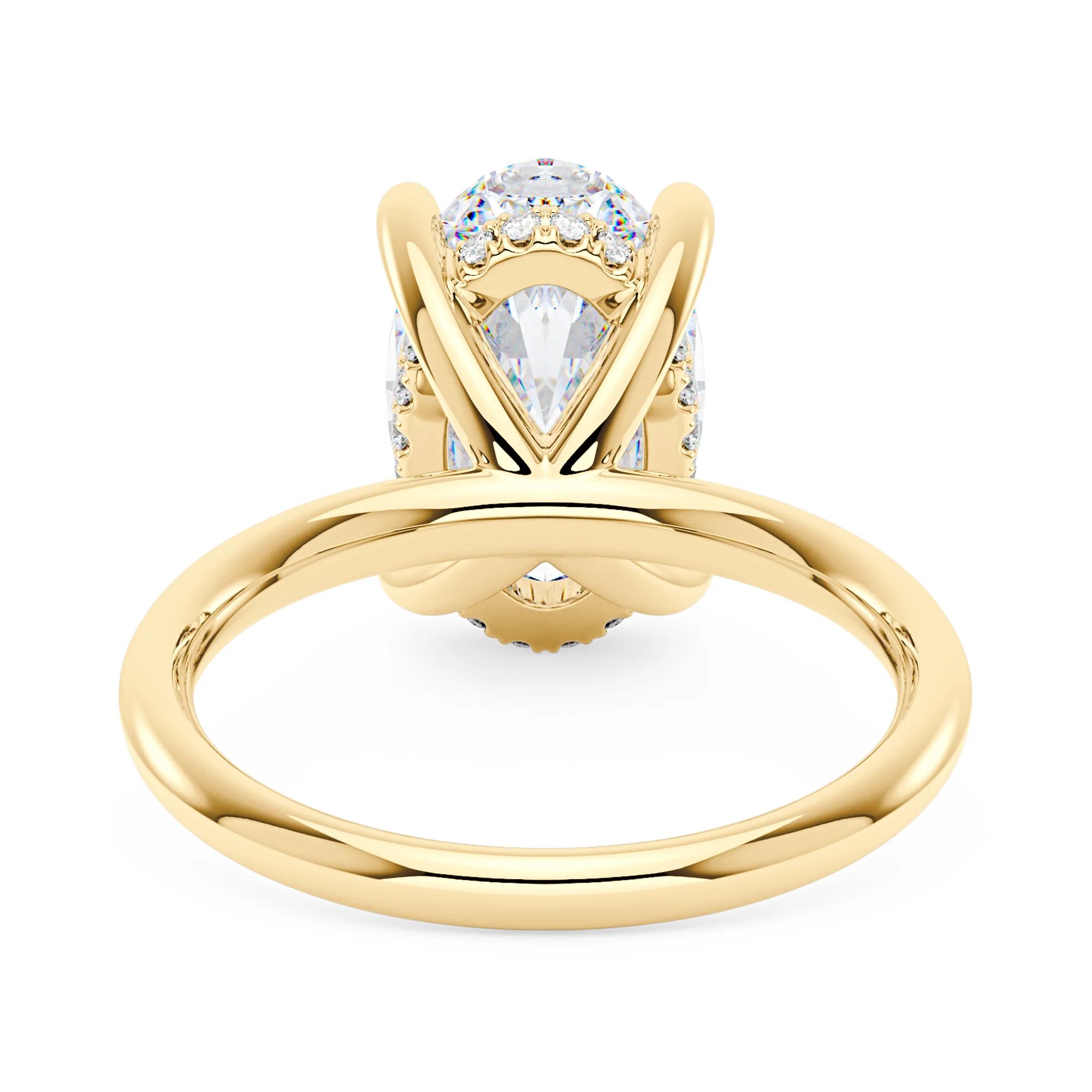 Oval Cut Moissanite Engagement Ring and Half Eternity Band Bridal Ring Set - Image 7