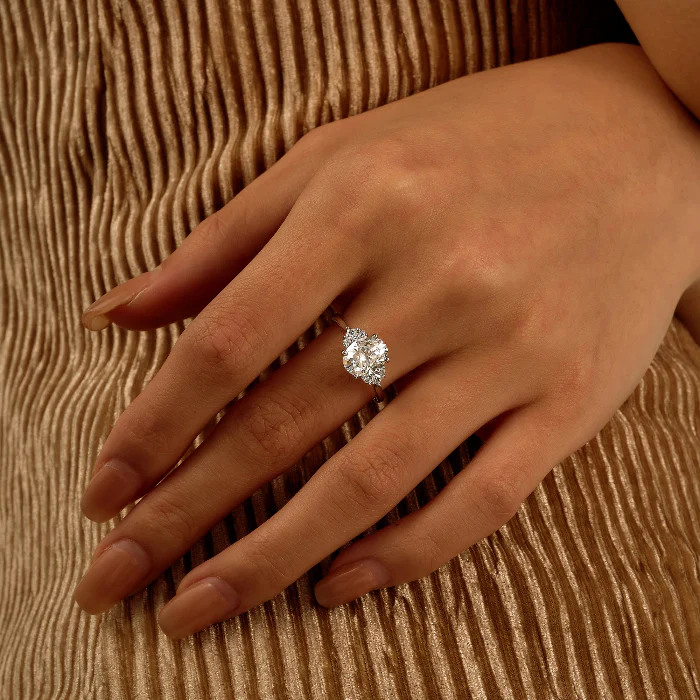 Oval Cut Moissanite Cluster Engagement Ring - Image 14