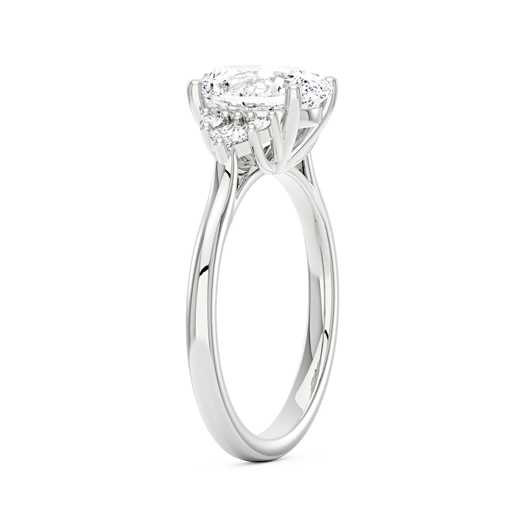 Oval Cut Moissanite Cluster Engagement Ring - Image 5