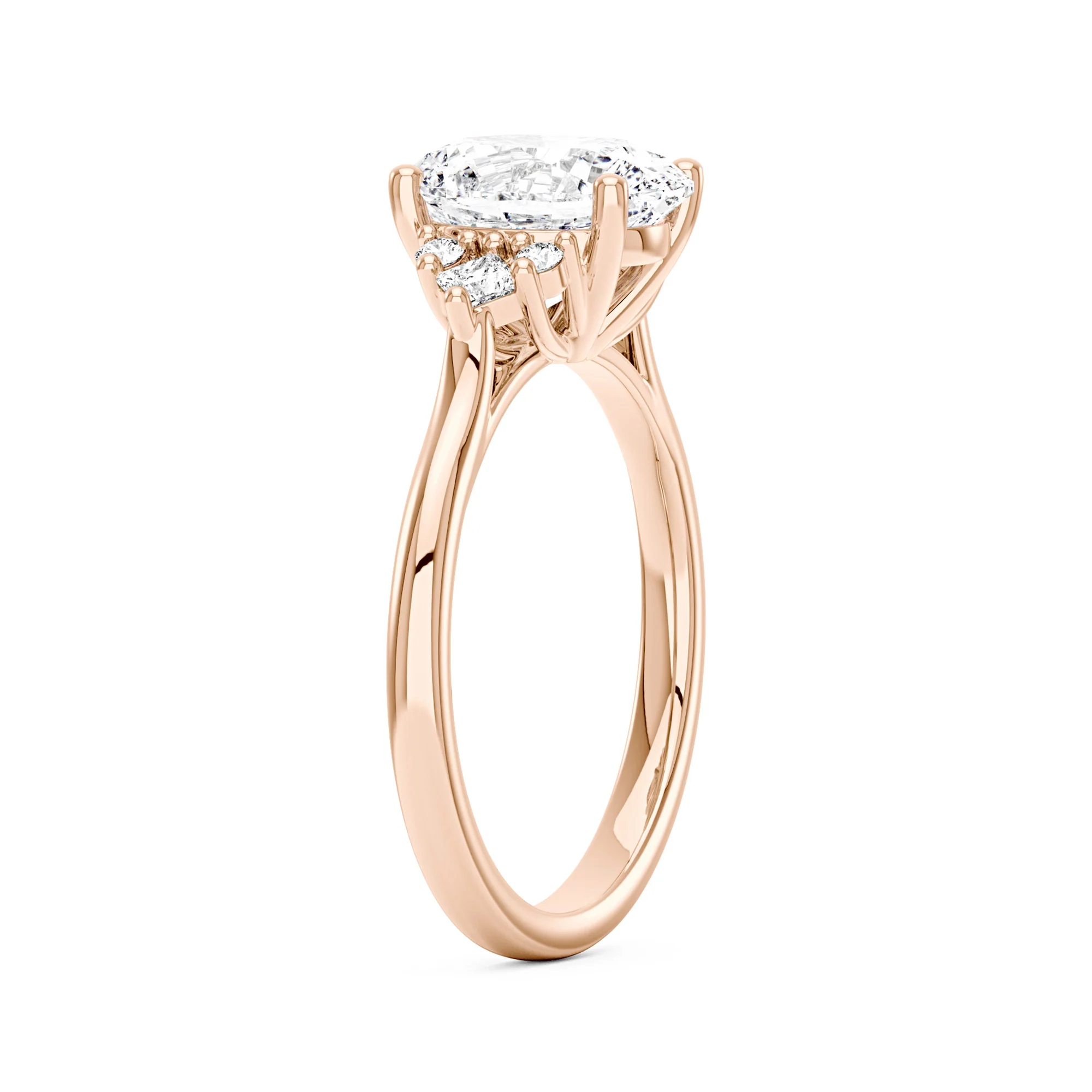 Oval Cut Moissanite Cluster Engagement Ring - Image 8