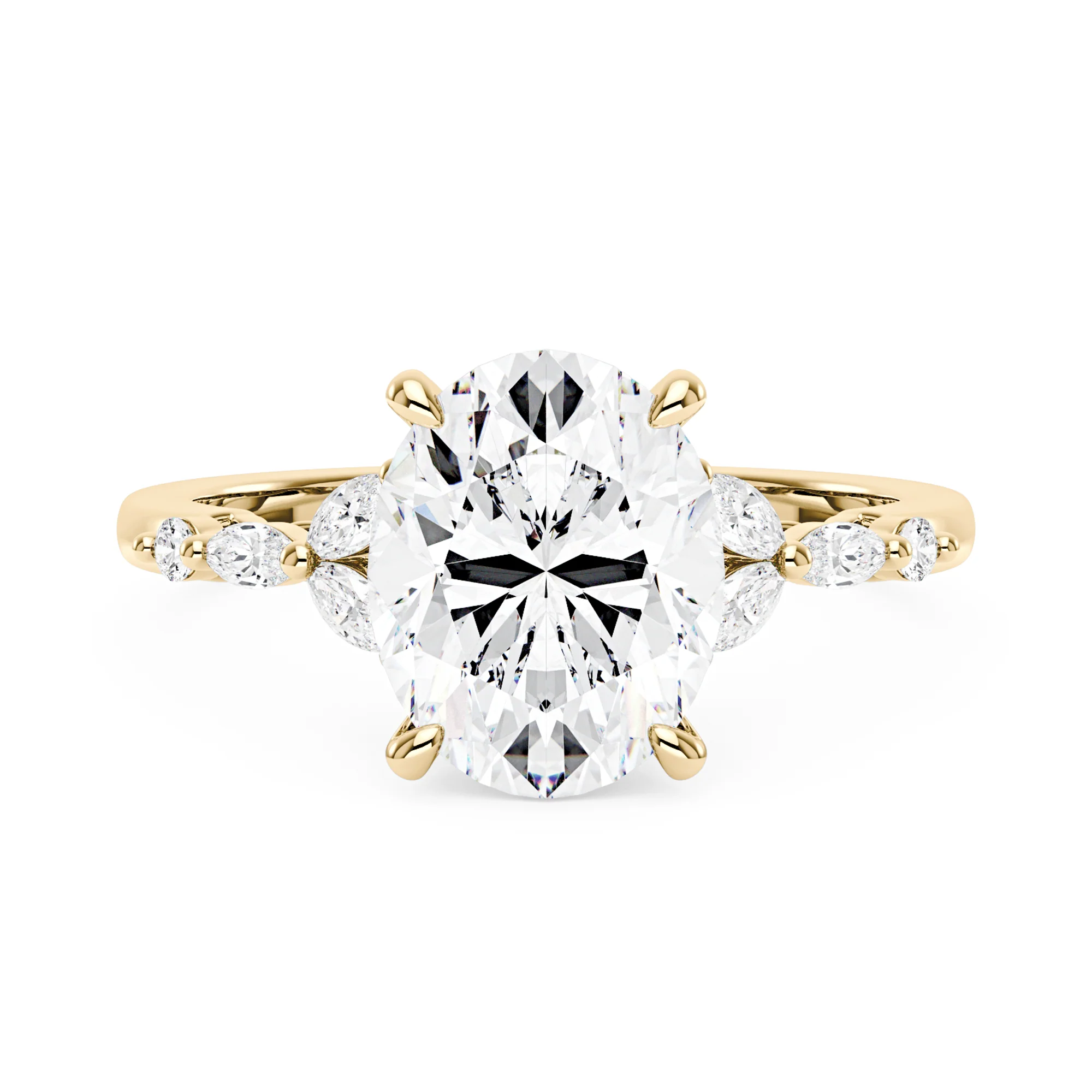 Oval Moissanite Accented Band Engagement Ring - Image 4