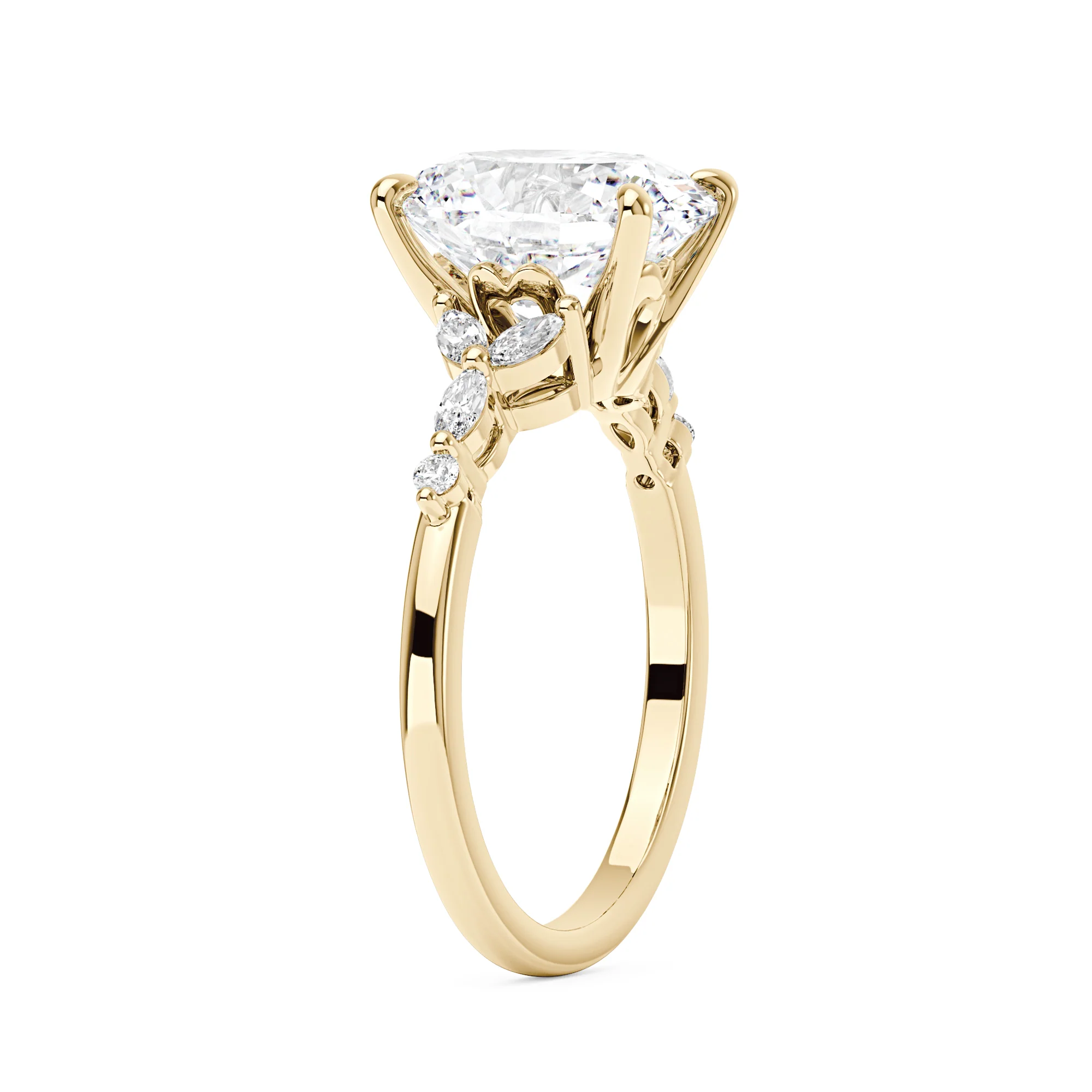 Oval Moissanite Accented Band Engagement Ring - Image 5