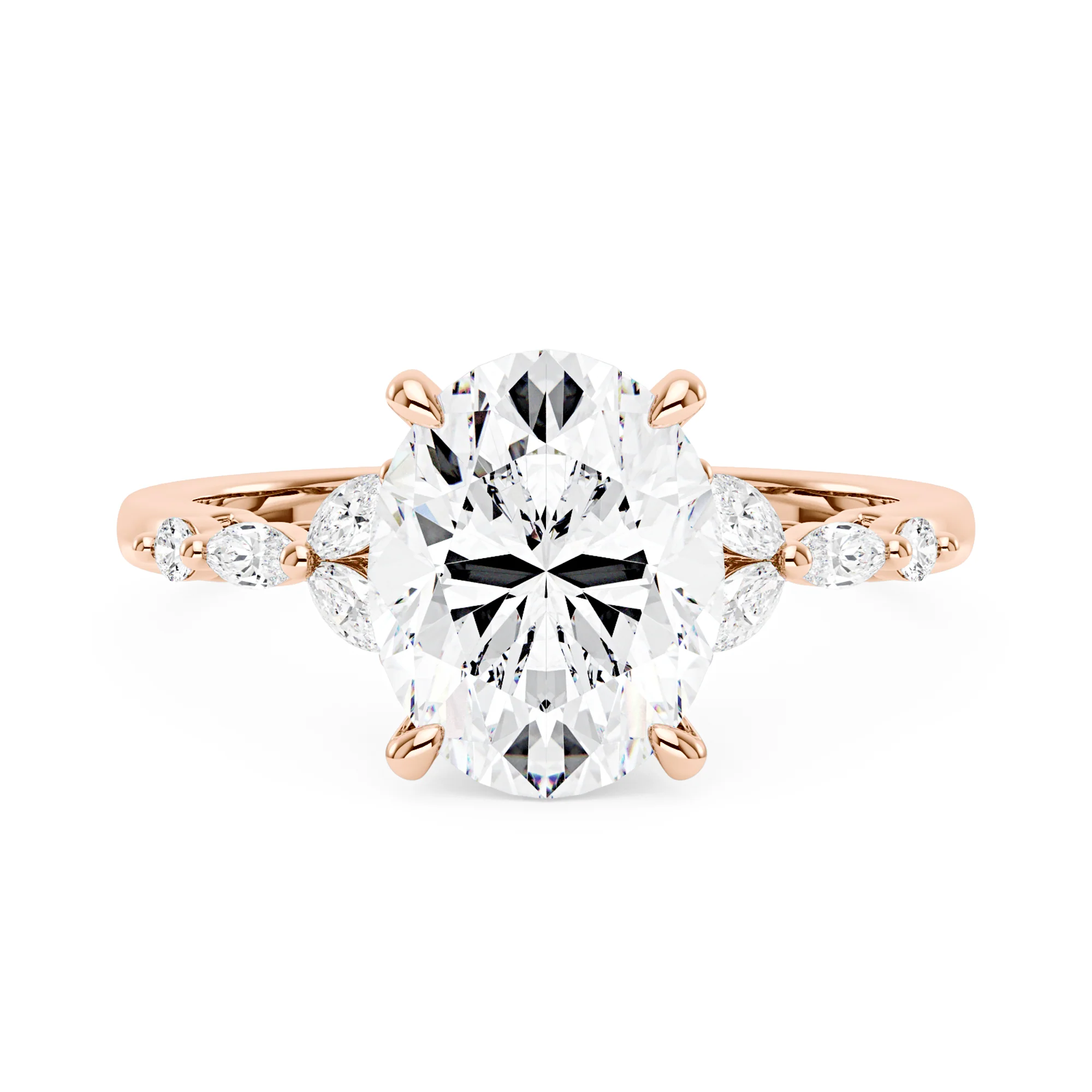 Oval Moissanite Accented Band Engagement Ring - Image 7