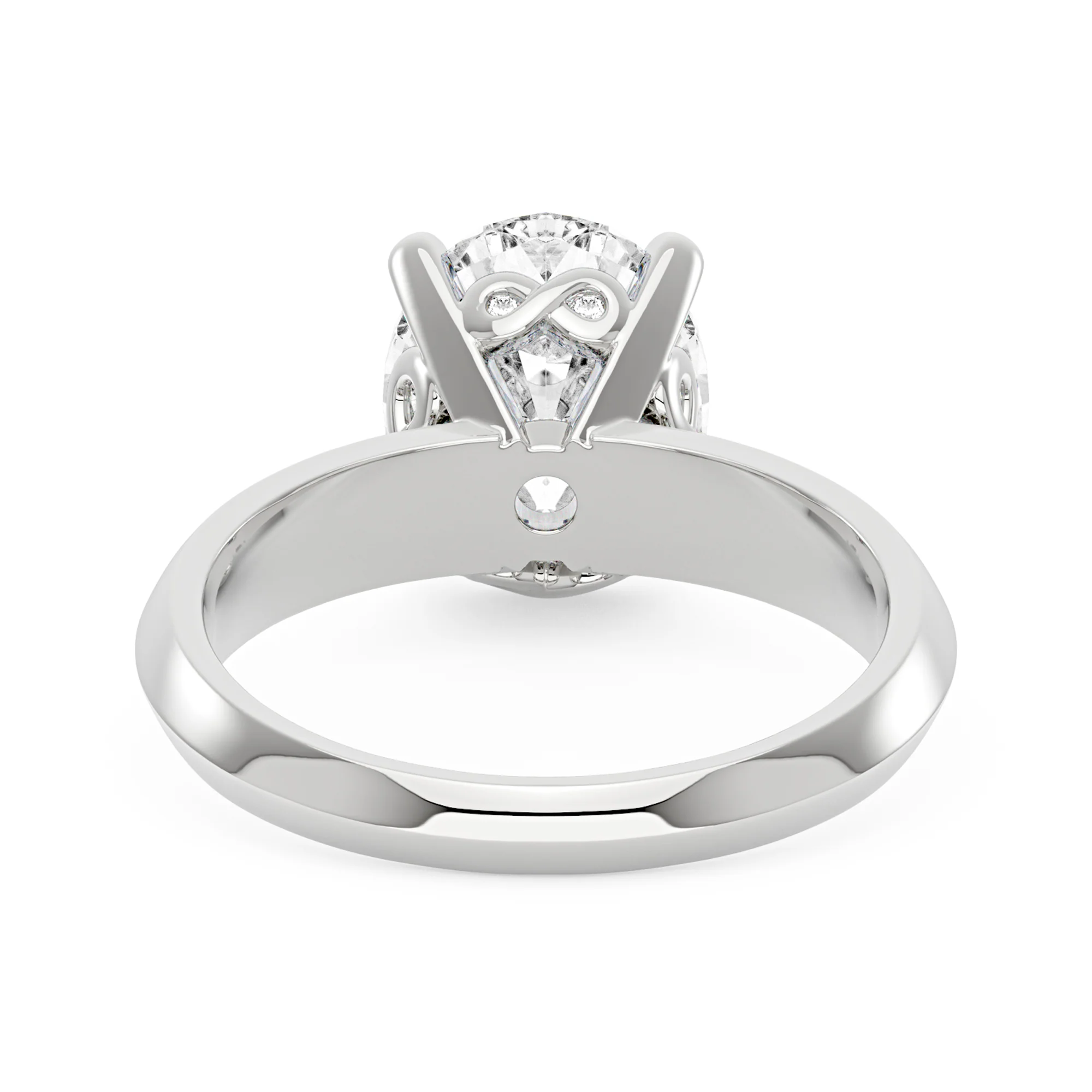 Oval Moissanite Engagement Ring with Pavé Double Row Band - Image 3