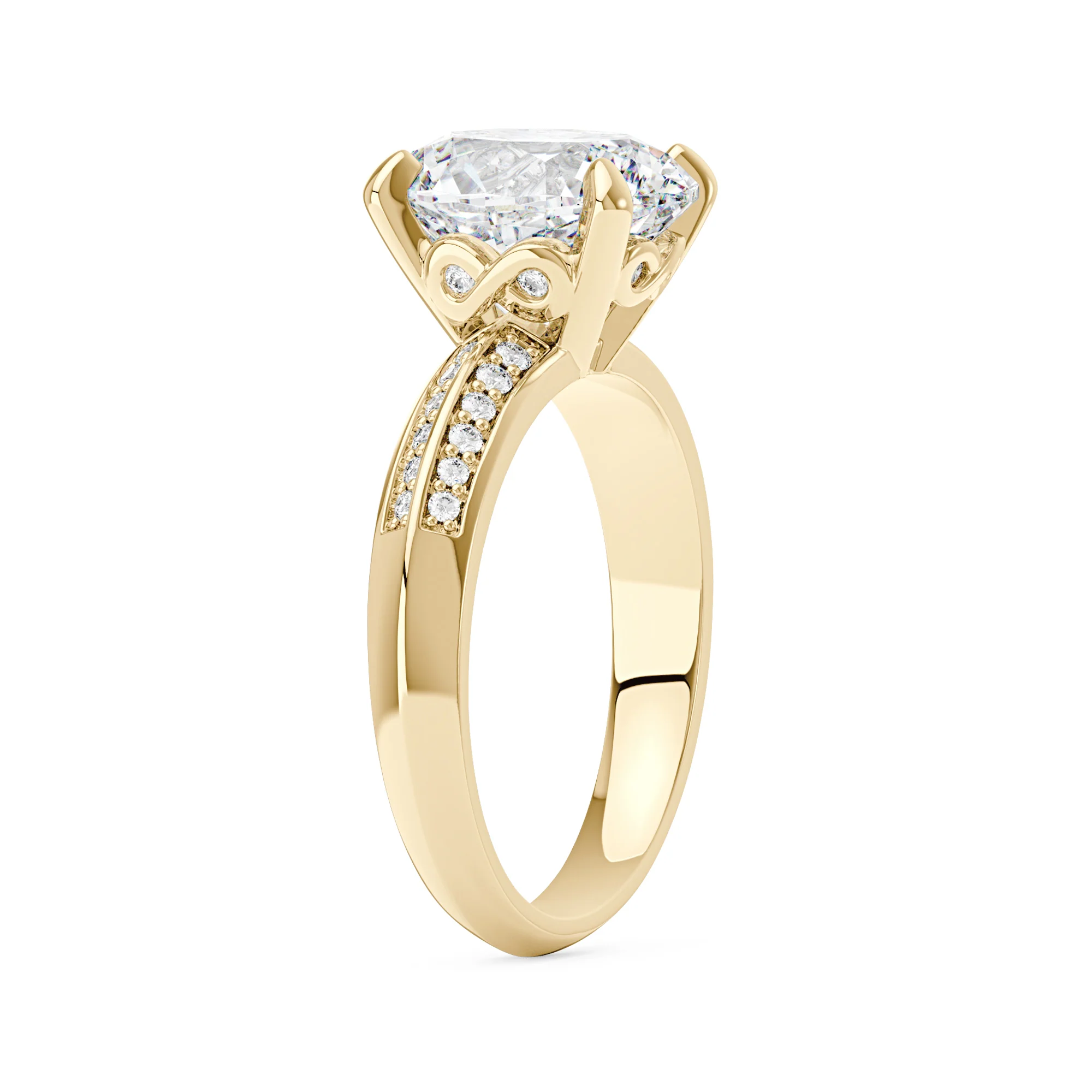 Oval Moissanite Engagement Ring with Pavé Double Row Band - Image 5