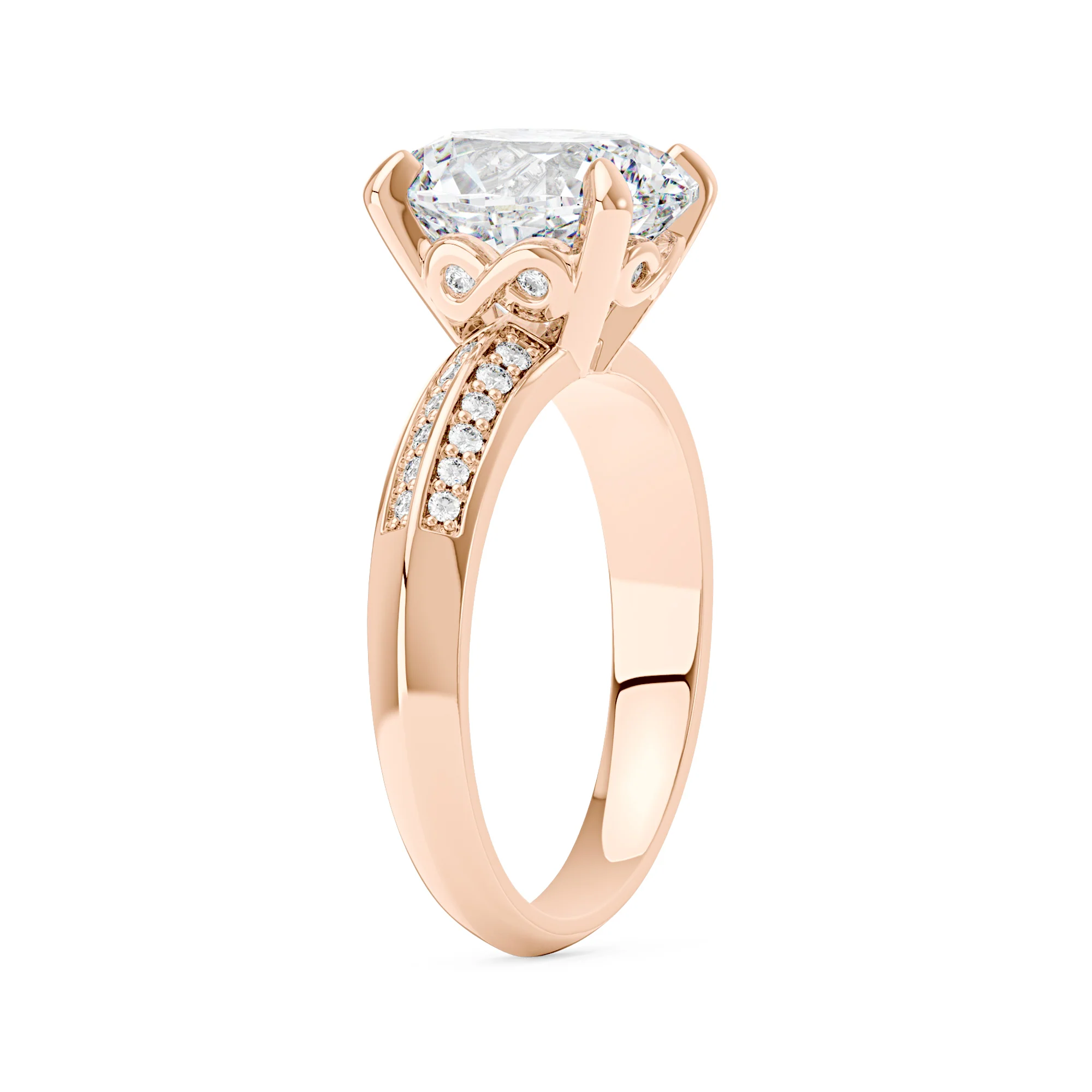 Oval Moissanite Engagement Ring with Pavé Double Row Band - Image 8