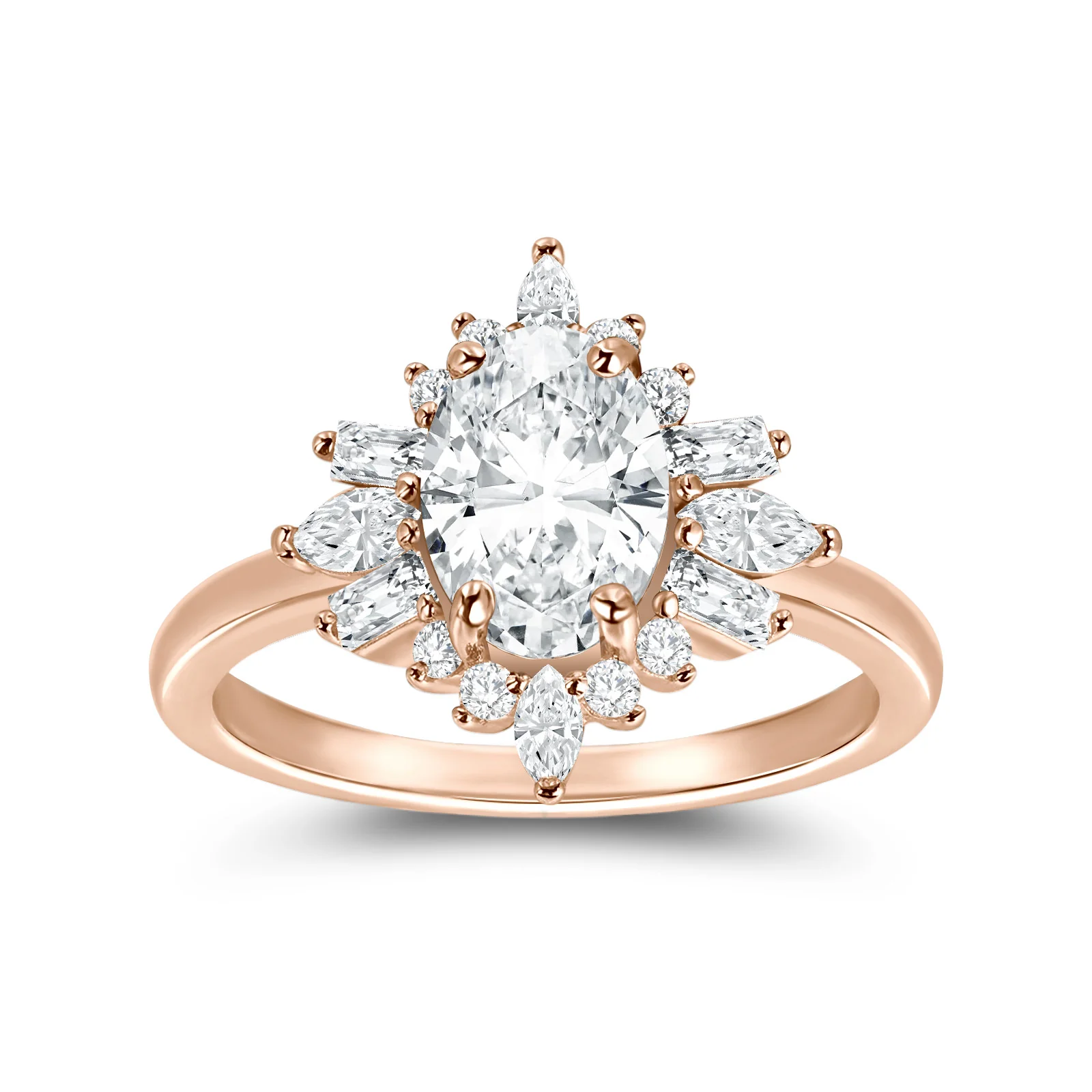 Oval Moissanite Cluster Ring - Image 7