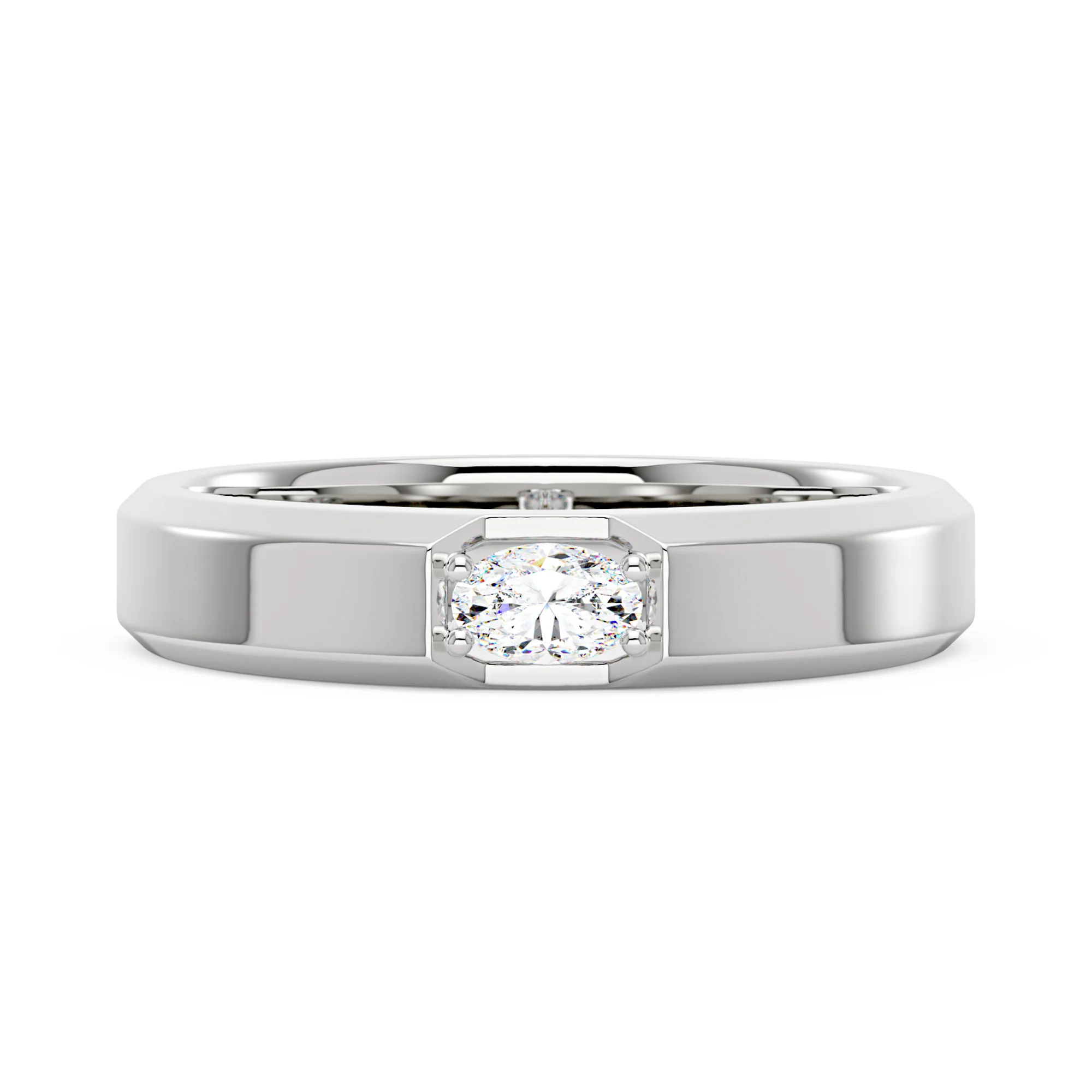 0.3 Carat Oval Moissanite Wedding Band Ring - Image 4