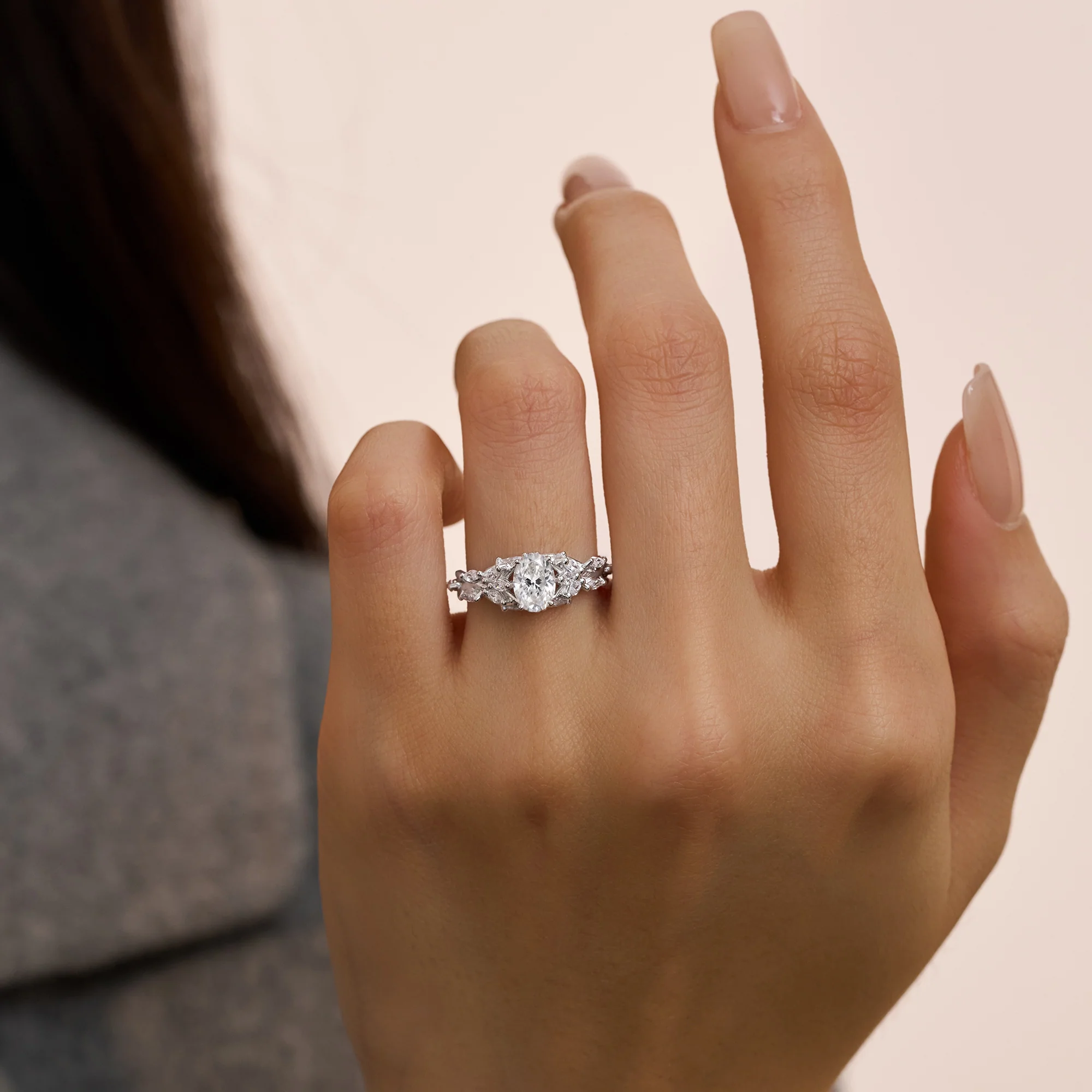 Oval Secret Garden Moissanite Engagement Ring - Image 10