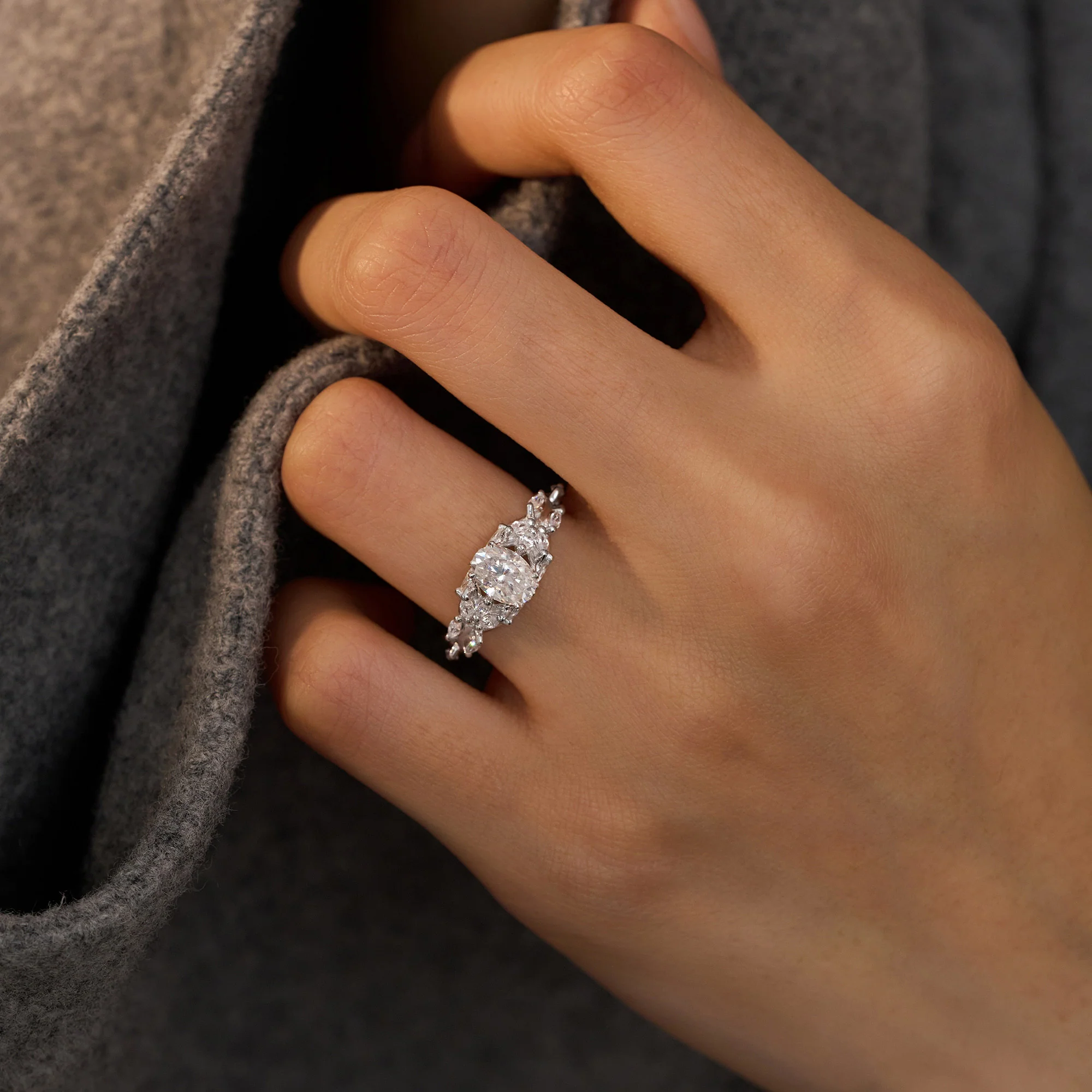 Oval Secret Garden Moissanite Engagement Ring - Image 12