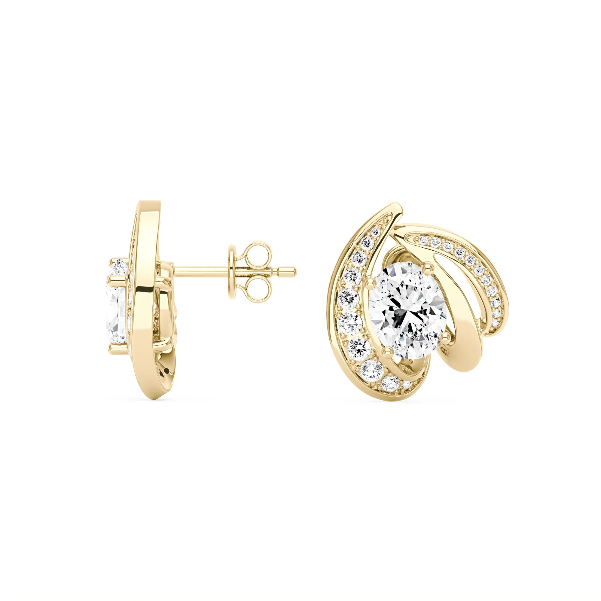 2 Carat Oval Shaped Cluster Moissanite Earrings - Image 6