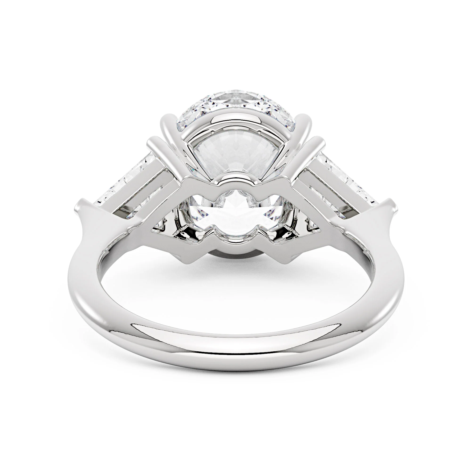 Modern Romance Oval Triangle Moissanite Trilogy Ring (Celebrity Inspired) - Image 6