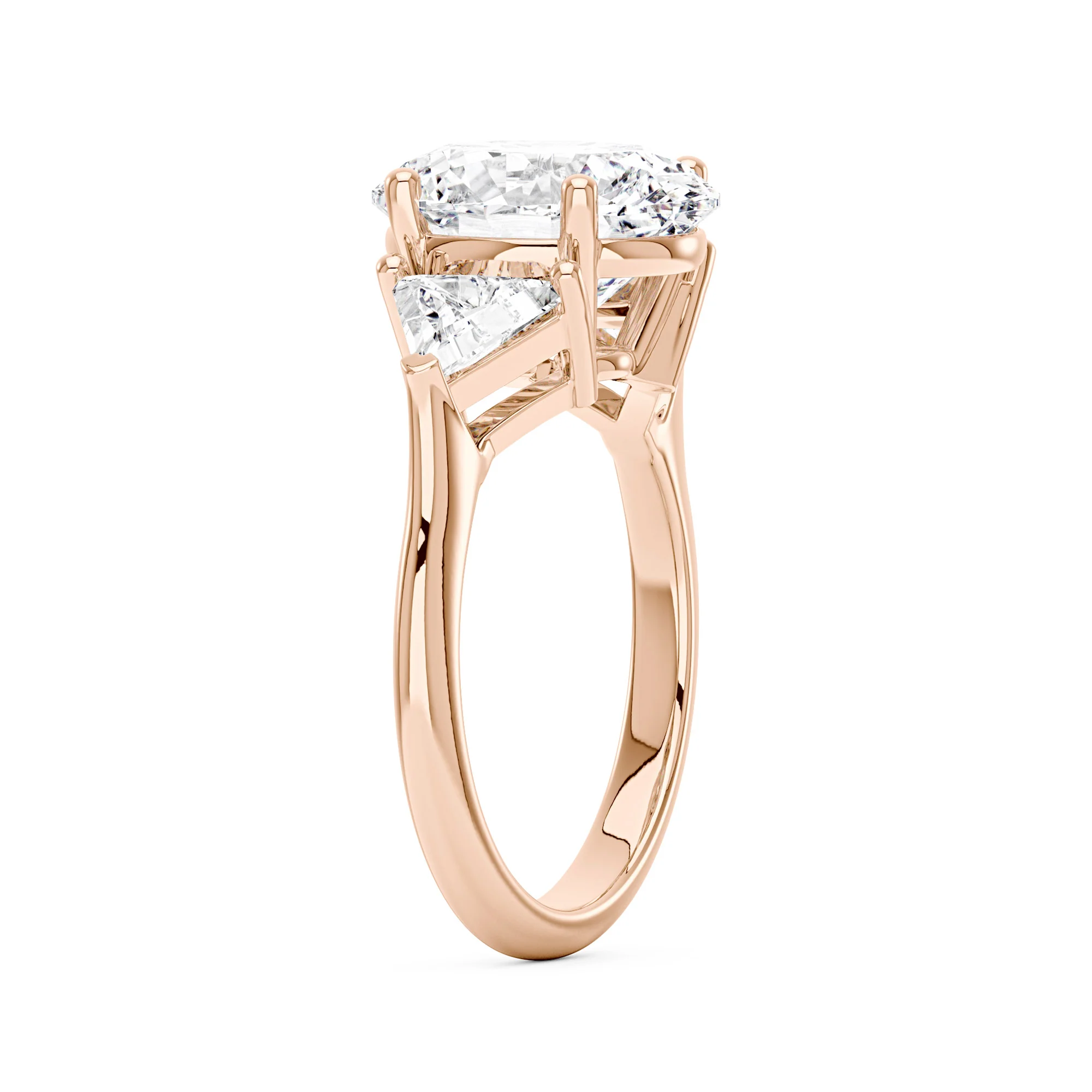 Modern Romance Oval Triangle Moissanite Trilogy Ring (Celebrity Inspired) - Image 8