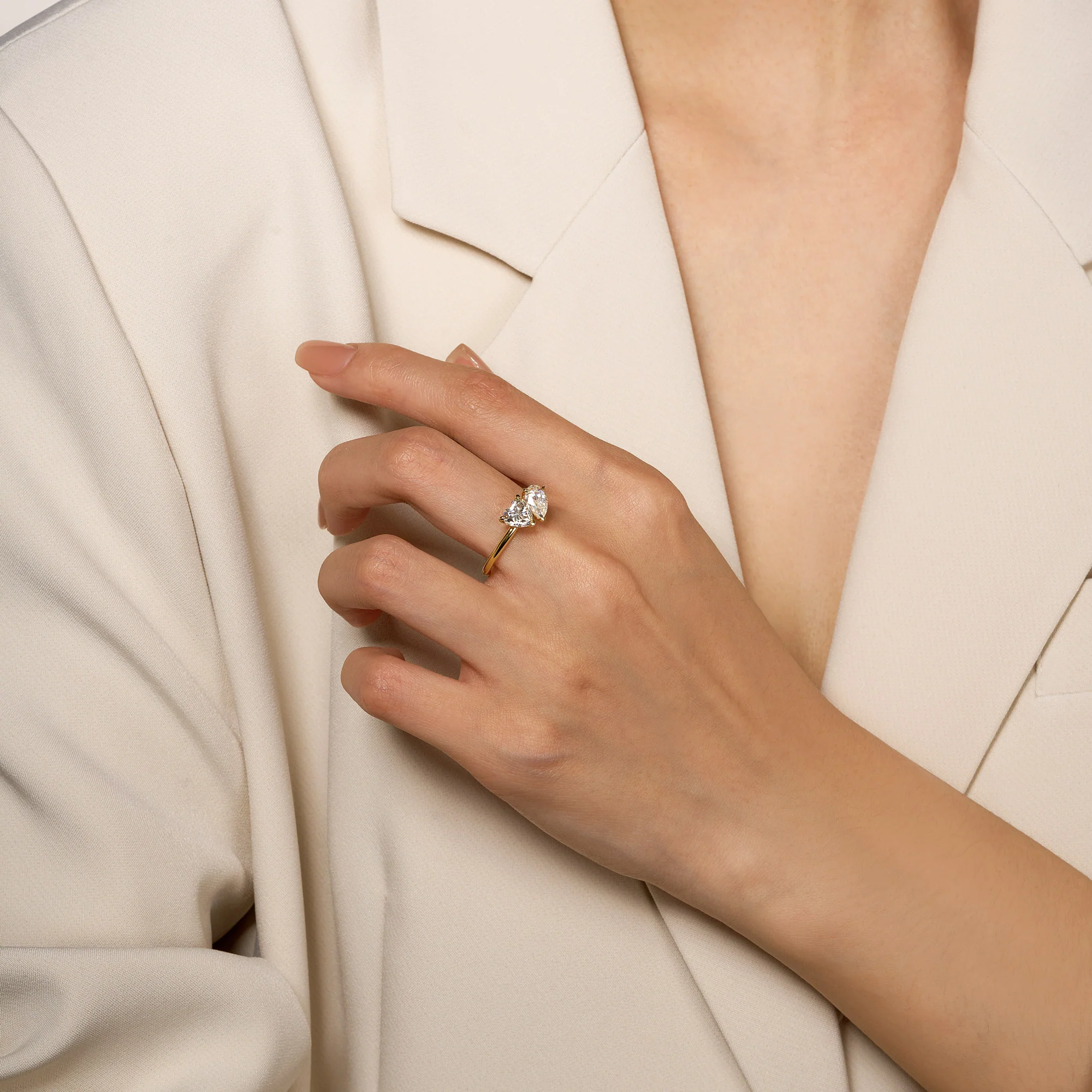 Pear Heart Moissanite Toi et Moi Ring - Image 12