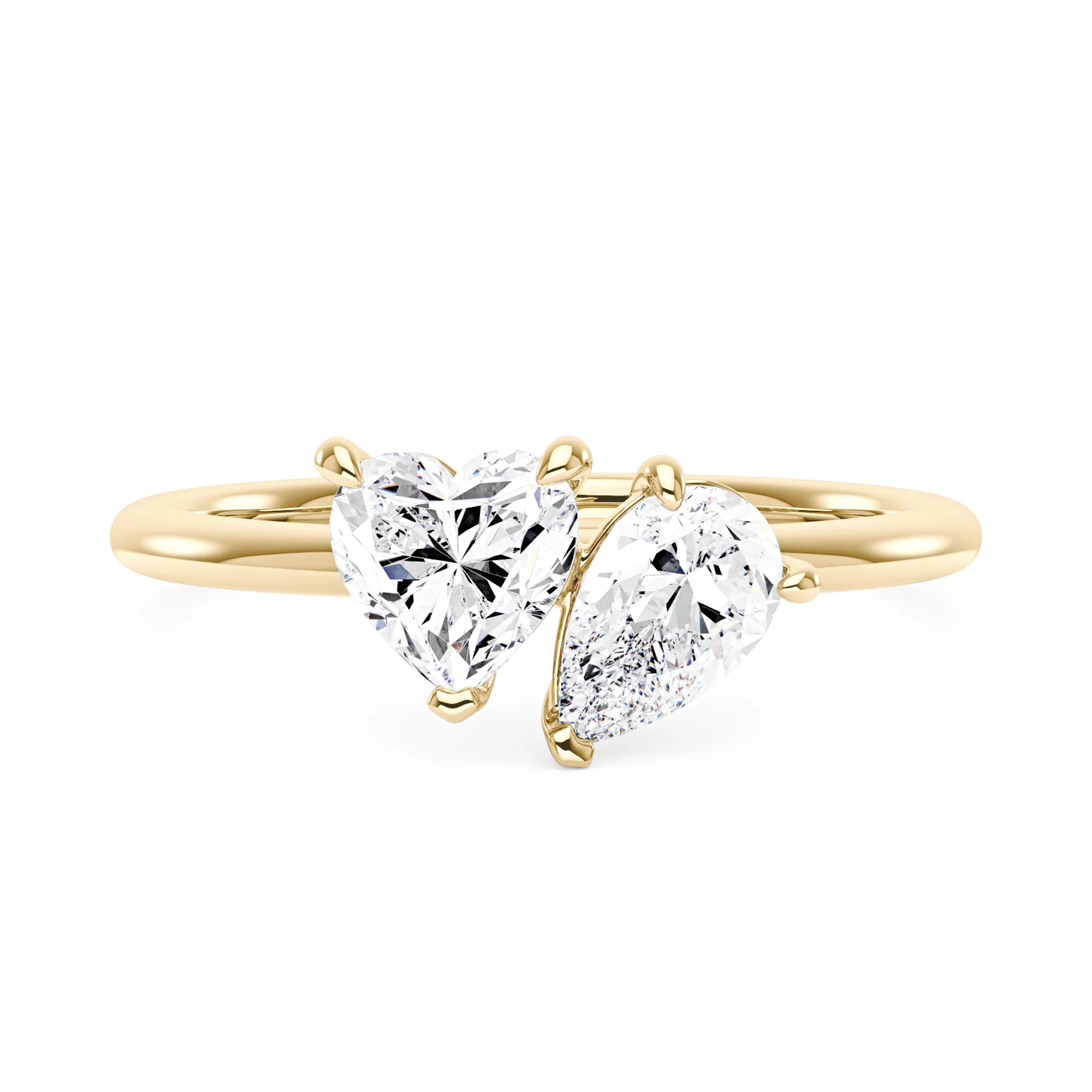 Pear Heart Moissanite Toi et Moi Ring - Image 4