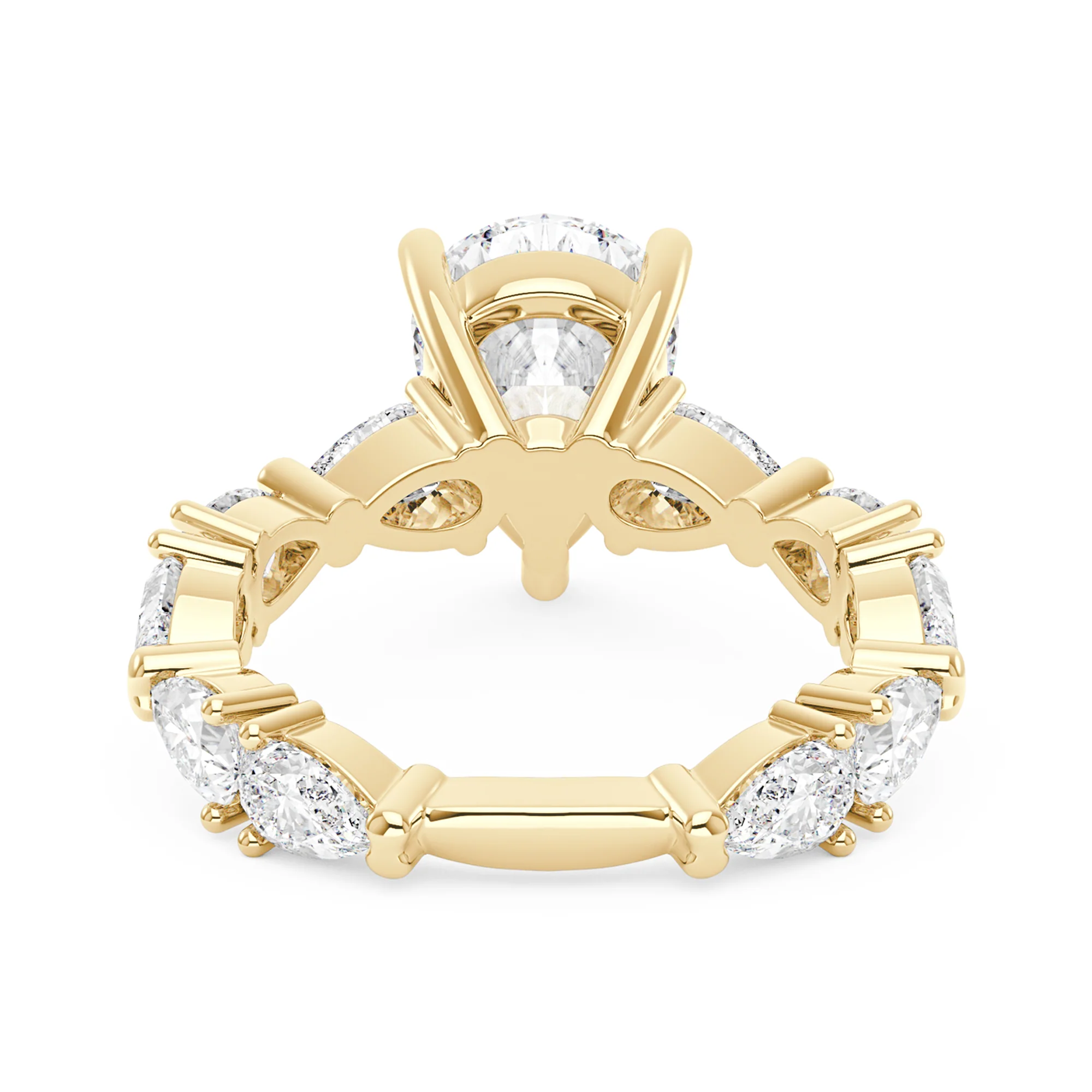Nature Inspired Pear Cut Moissanite Ring with Full Accent Stones - Image 3