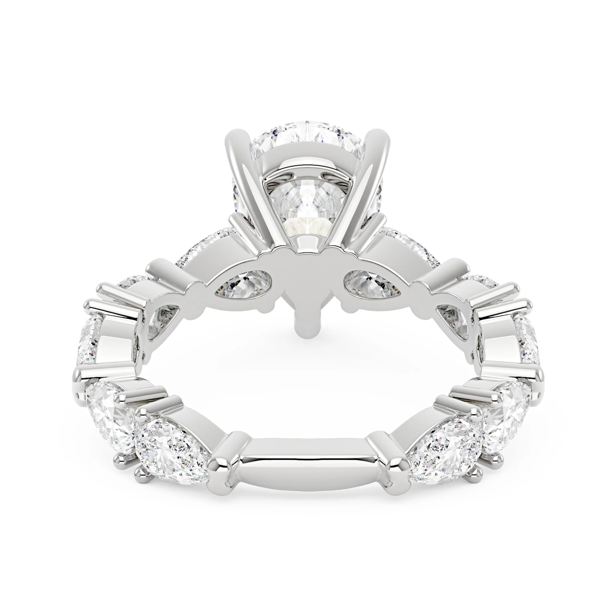Nature Inspired Pear Cut Moissanite Ring with Full Accent Stones - Image 6