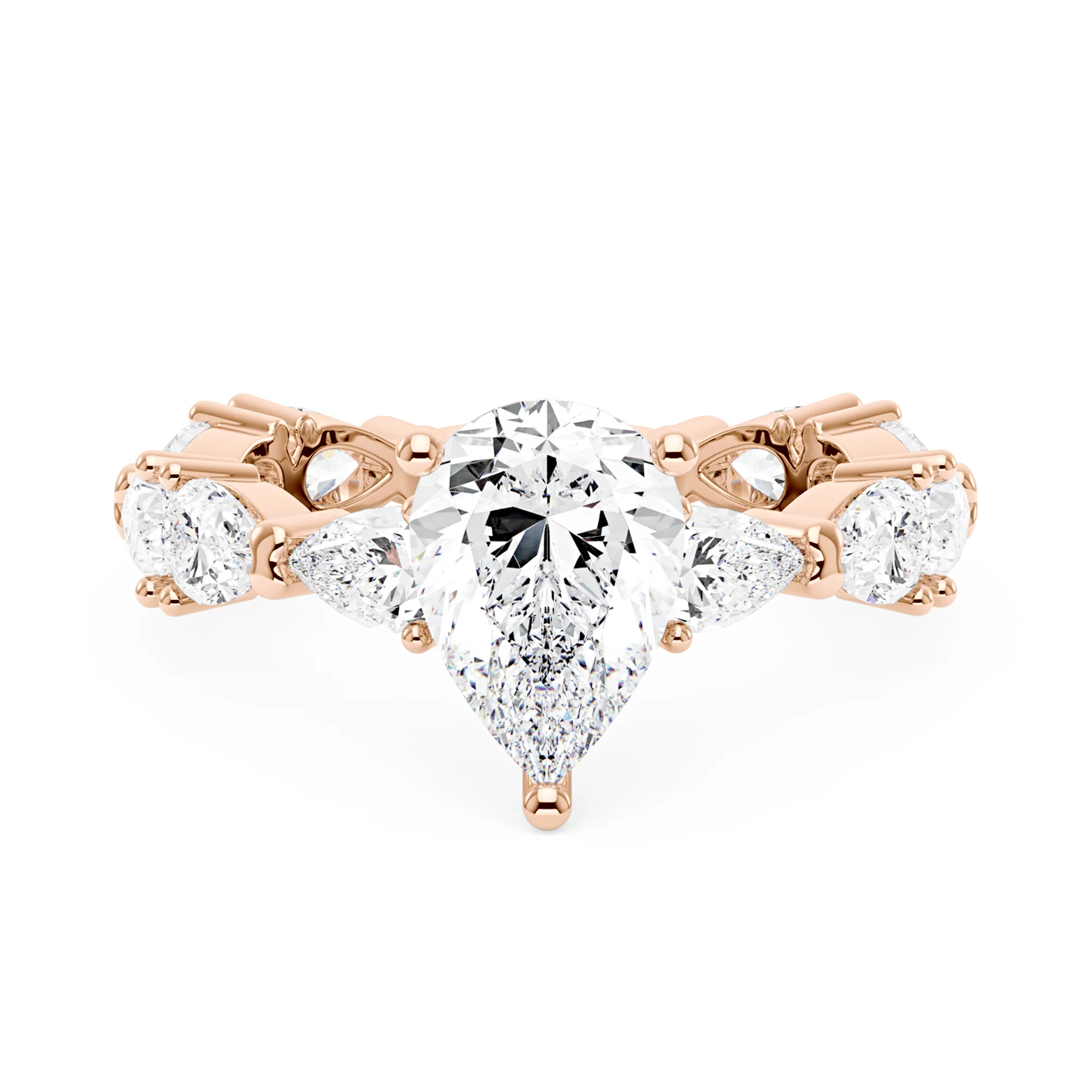 Nature Inspired Pear Cut Moissanite Ring with Full Accent Stones - Image 7