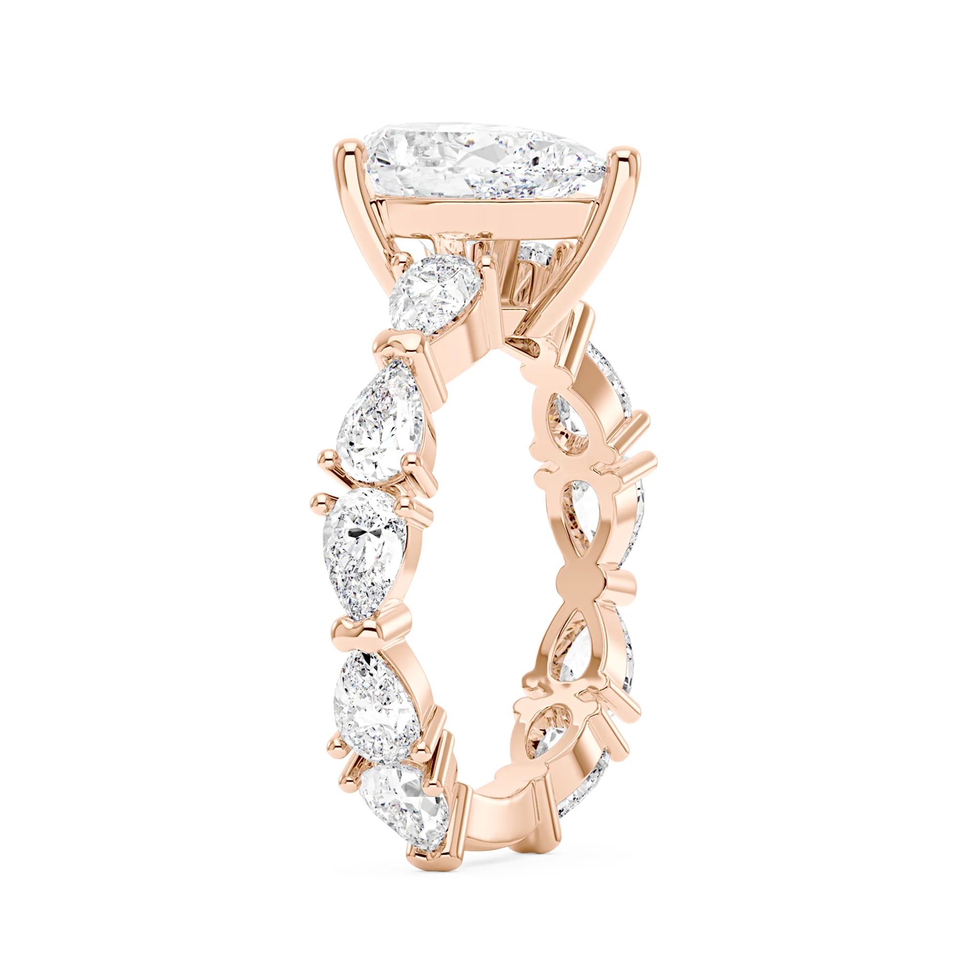 Nature Inspired Pear Cut Moissanite Ring with Full Accent Stones - Image 8