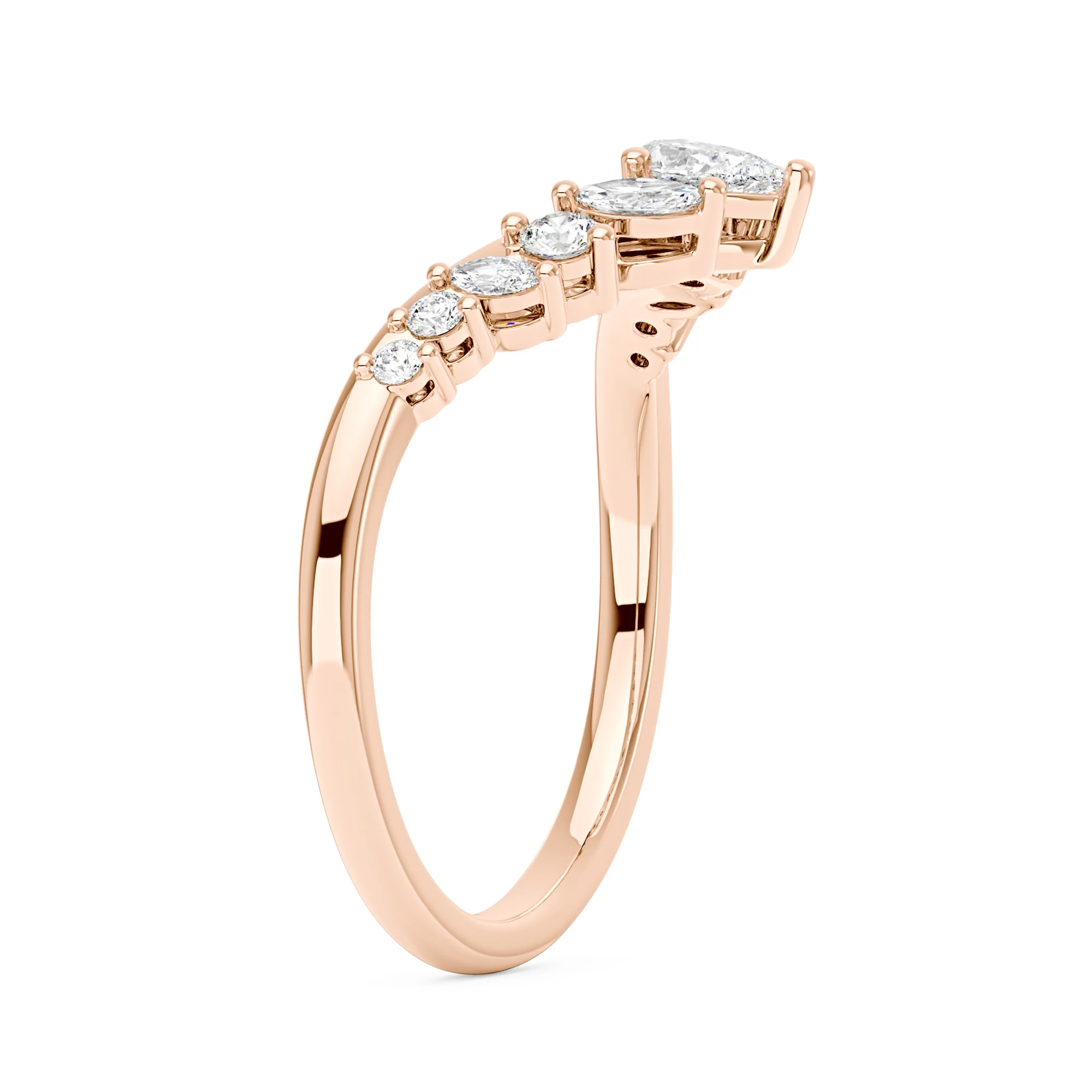 Arched Pear Marquise Moissanite Wedding Band - Image 8