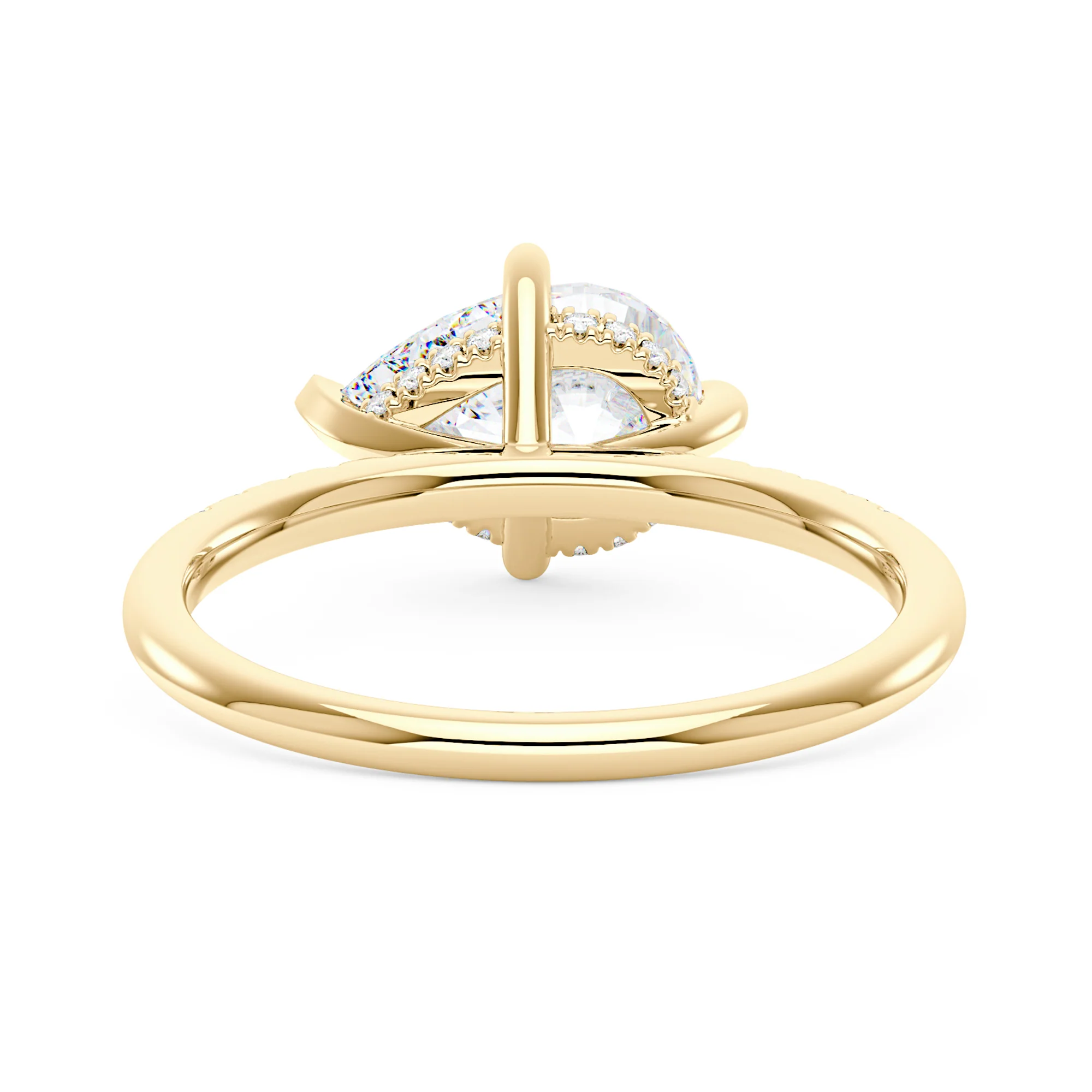 Pear Moissanite East West Ring with Pave Band - Image 3