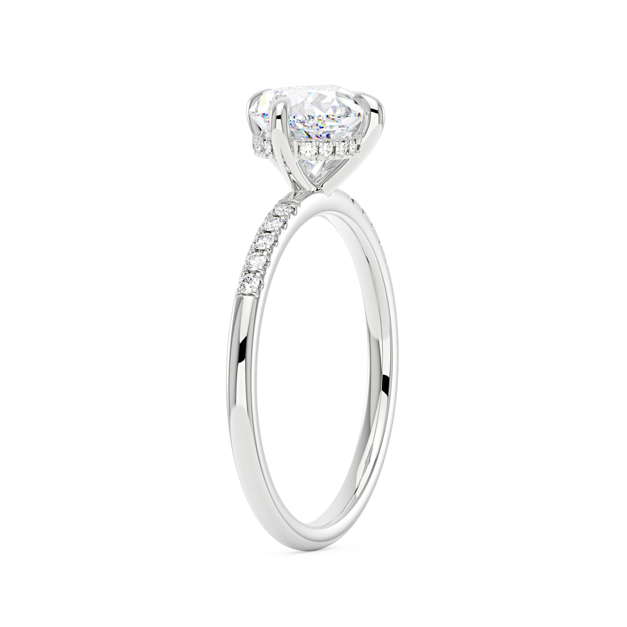 Pear Moissanite East West Ring with Pave Band - Image 5