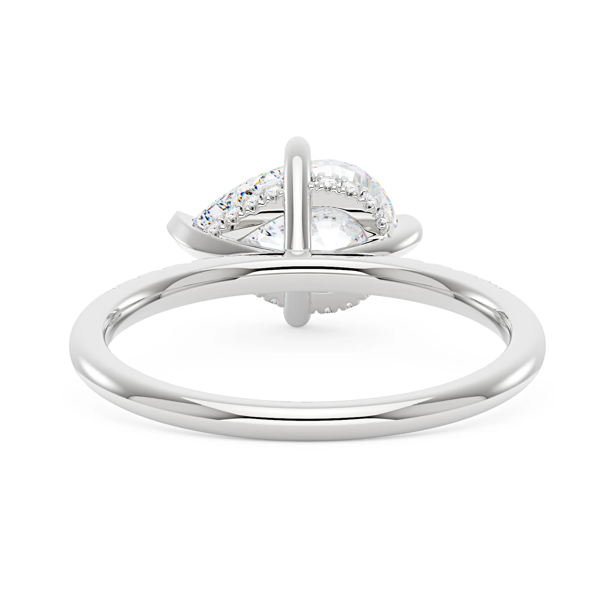 Pear Moissanite East West Ring with Pave Band - Image 6