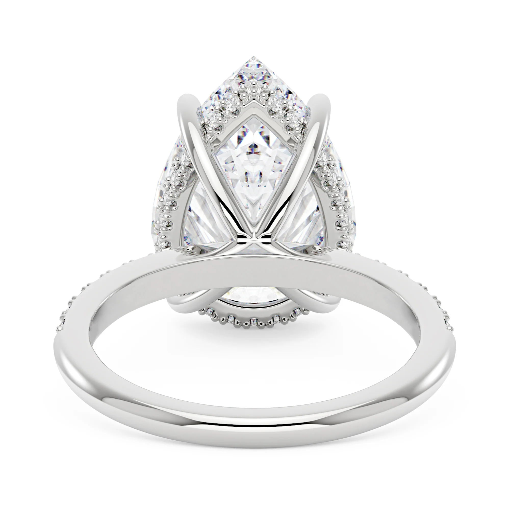 Pear Cut Engagement Ring with Pavé Band - Image 3