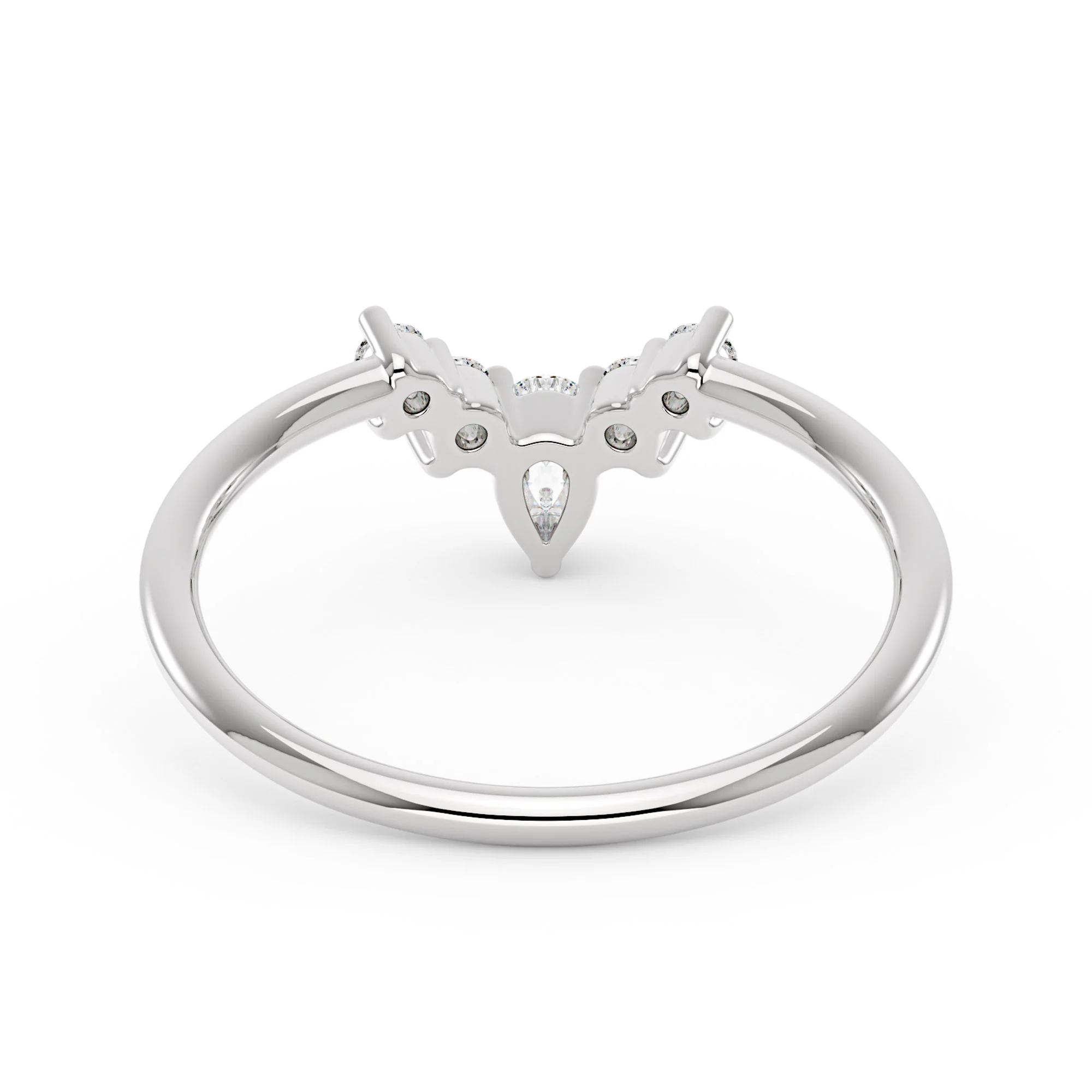 Pear Round Moissanite Curved Band Ring - Image 3