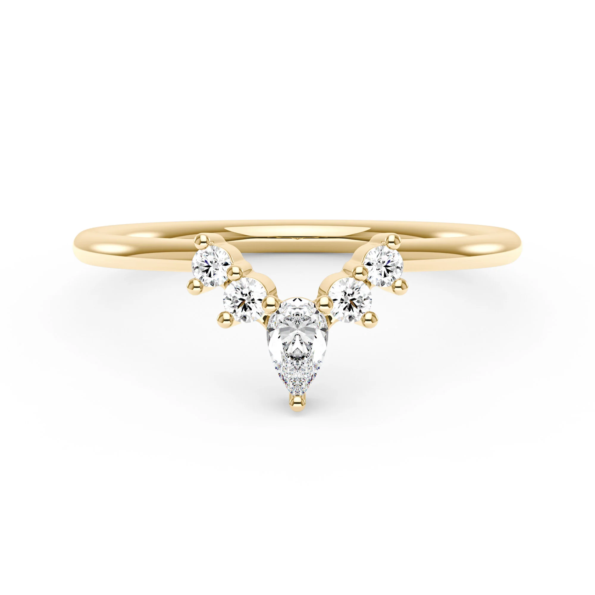 Pear Round Moissanite Curved Band Ring - Image 4