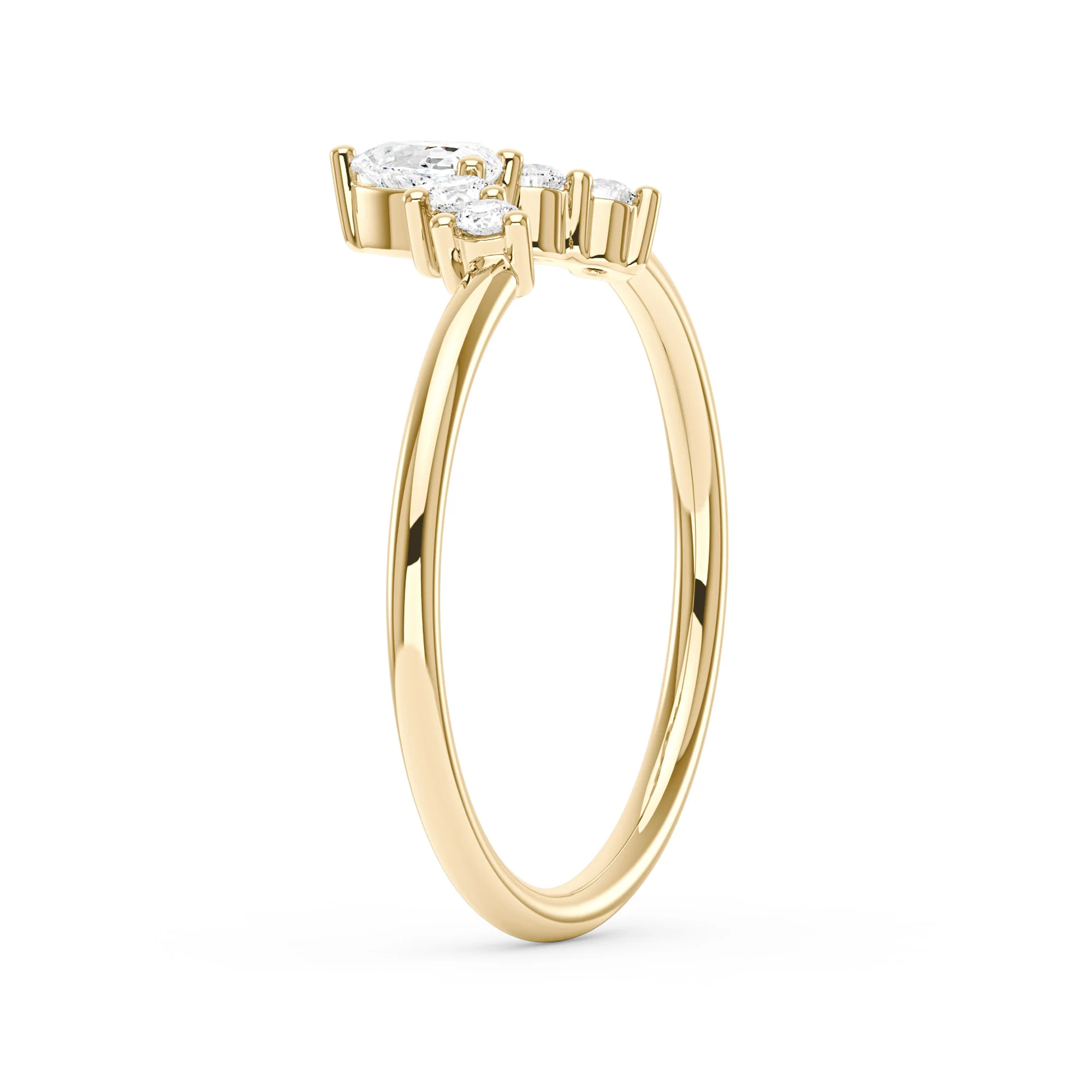 Pear Round Moissanite Curved Band Ring - Image 5