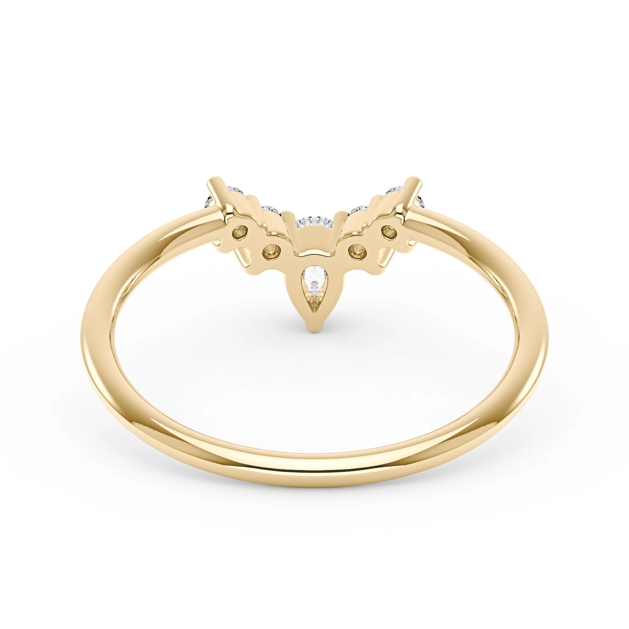 Pear Round Moissanite Curved Band Ring - Image 6