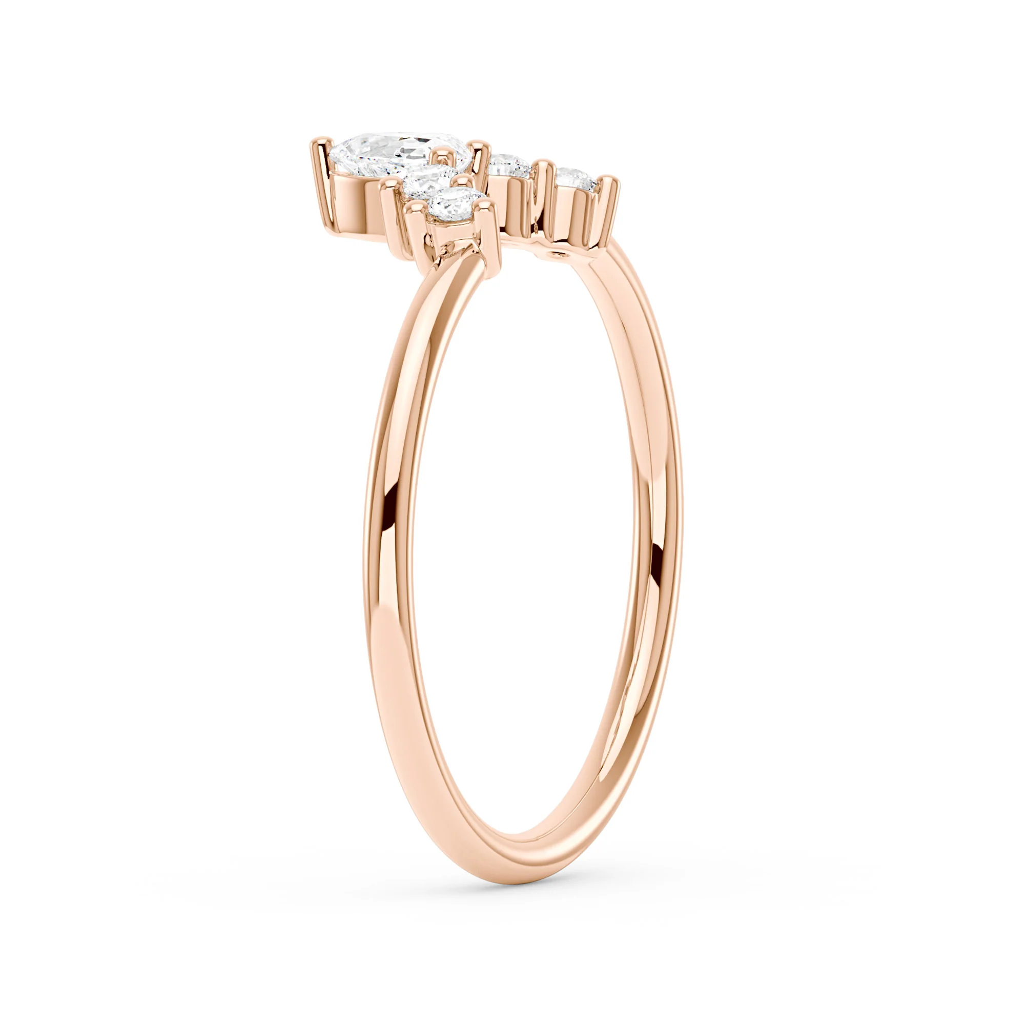 Pear Round Moissanite Curved Band Ring - Image 8