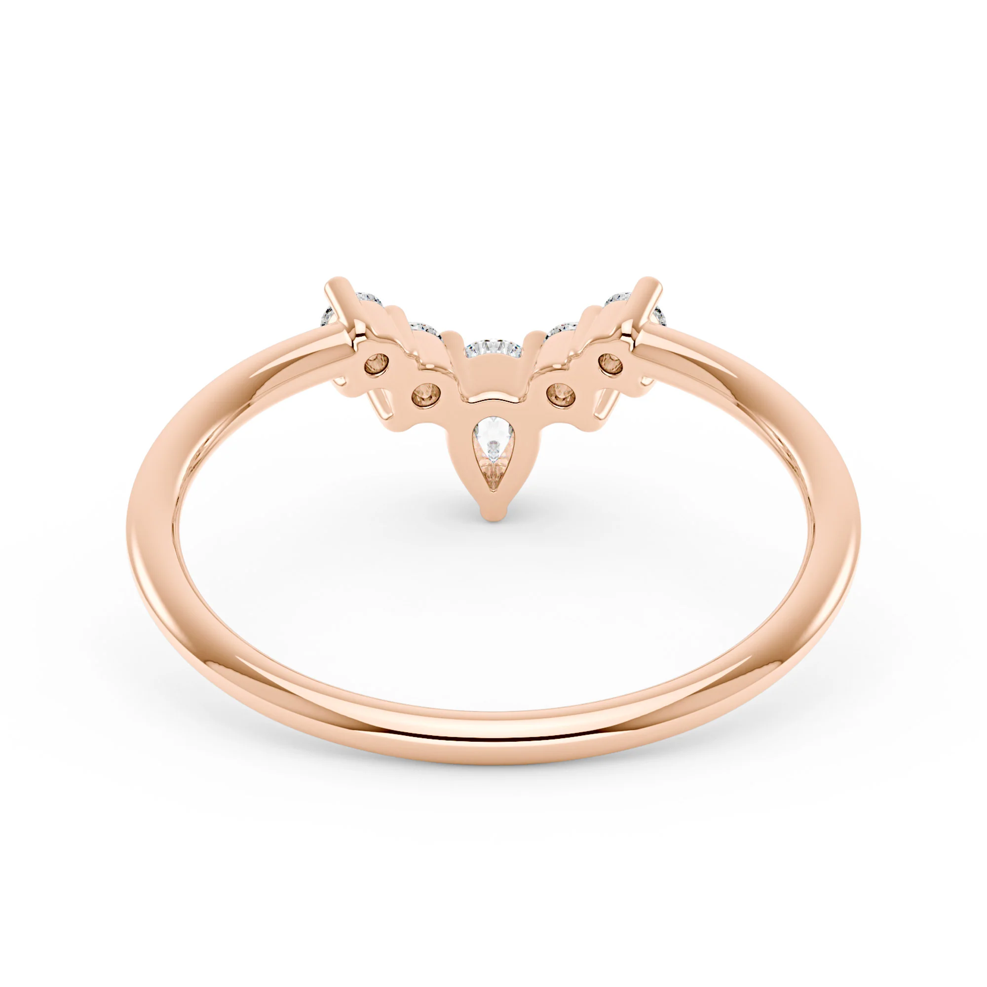 Pear Round Moissanite Curved Band Ring - Image 9