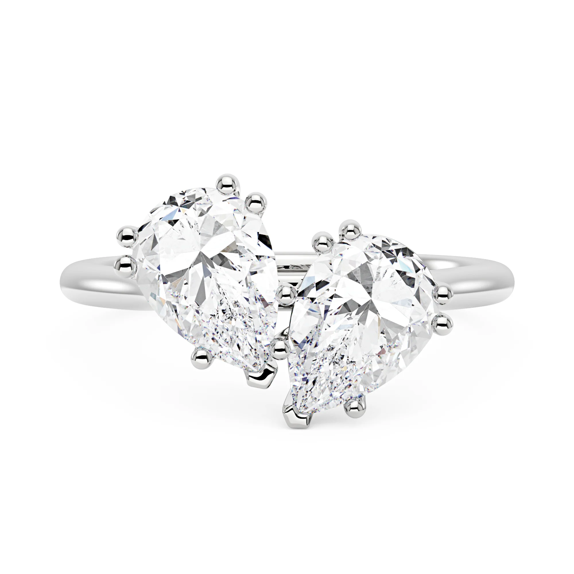 Pear Shaped Moissanite Toi et Moi Ring - Image 4