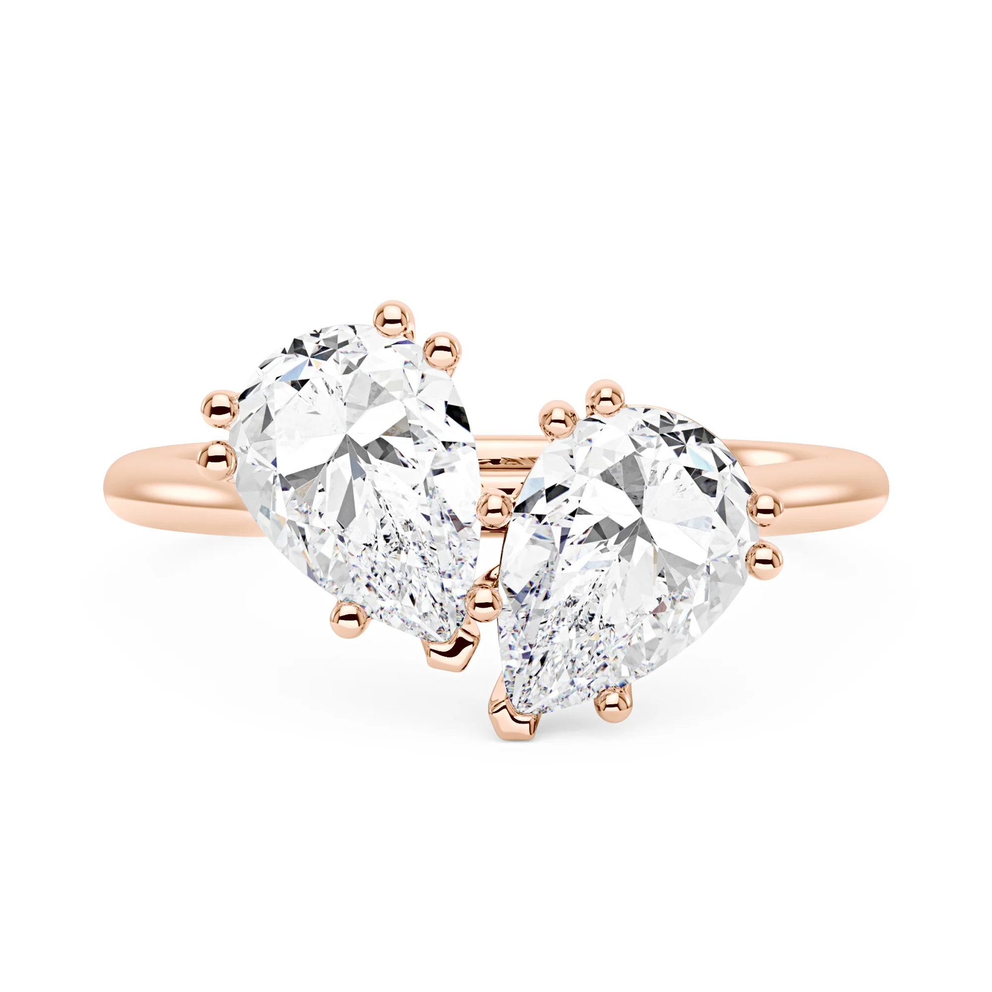Pear Shaped Moissanite Toi et Moi Ring - Image 7
