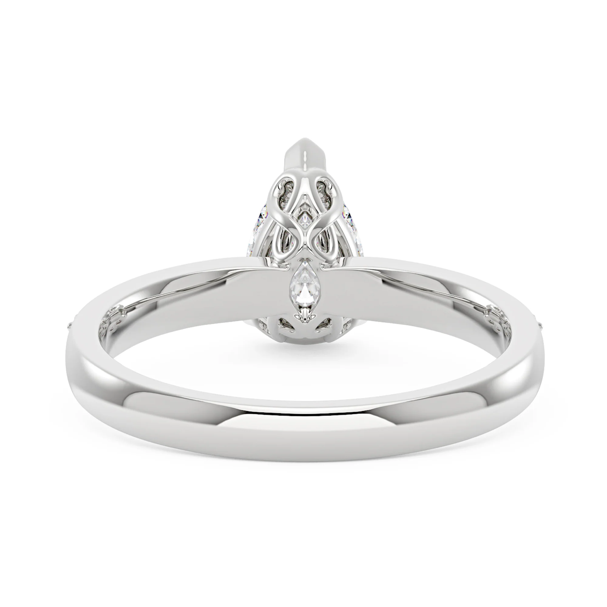 Pear Shaped Moissanite Engagement Ring with Pavé Band - Image 3