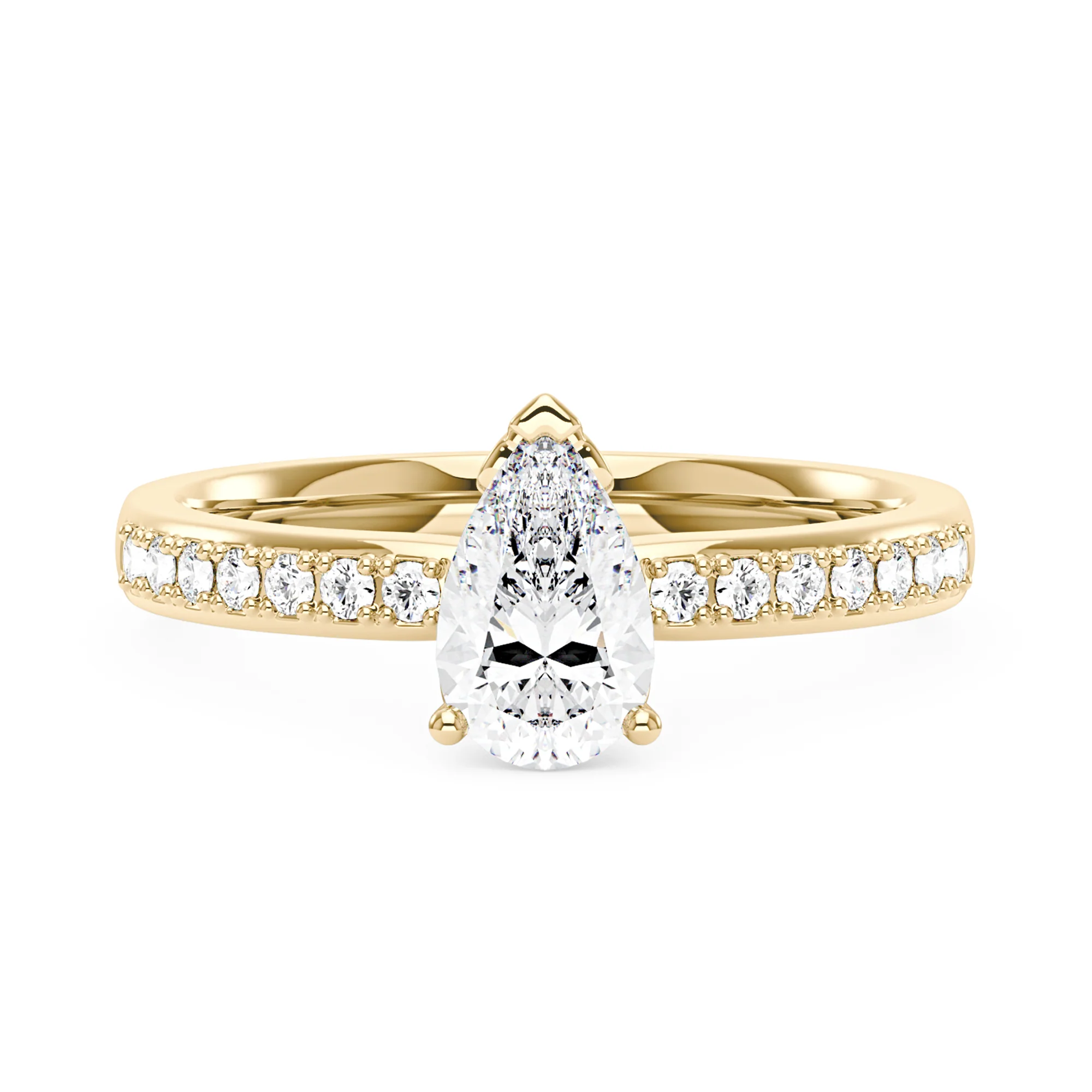 Pear Shaped Moissanite Engagement Ring with Pavé Band - Image 4