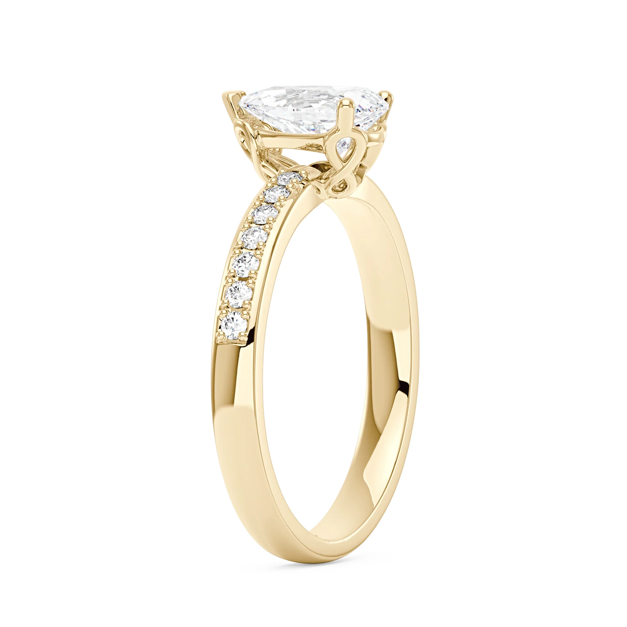Pear Shaped Moissanite Engagement Ring with Pavé Band - Image 5