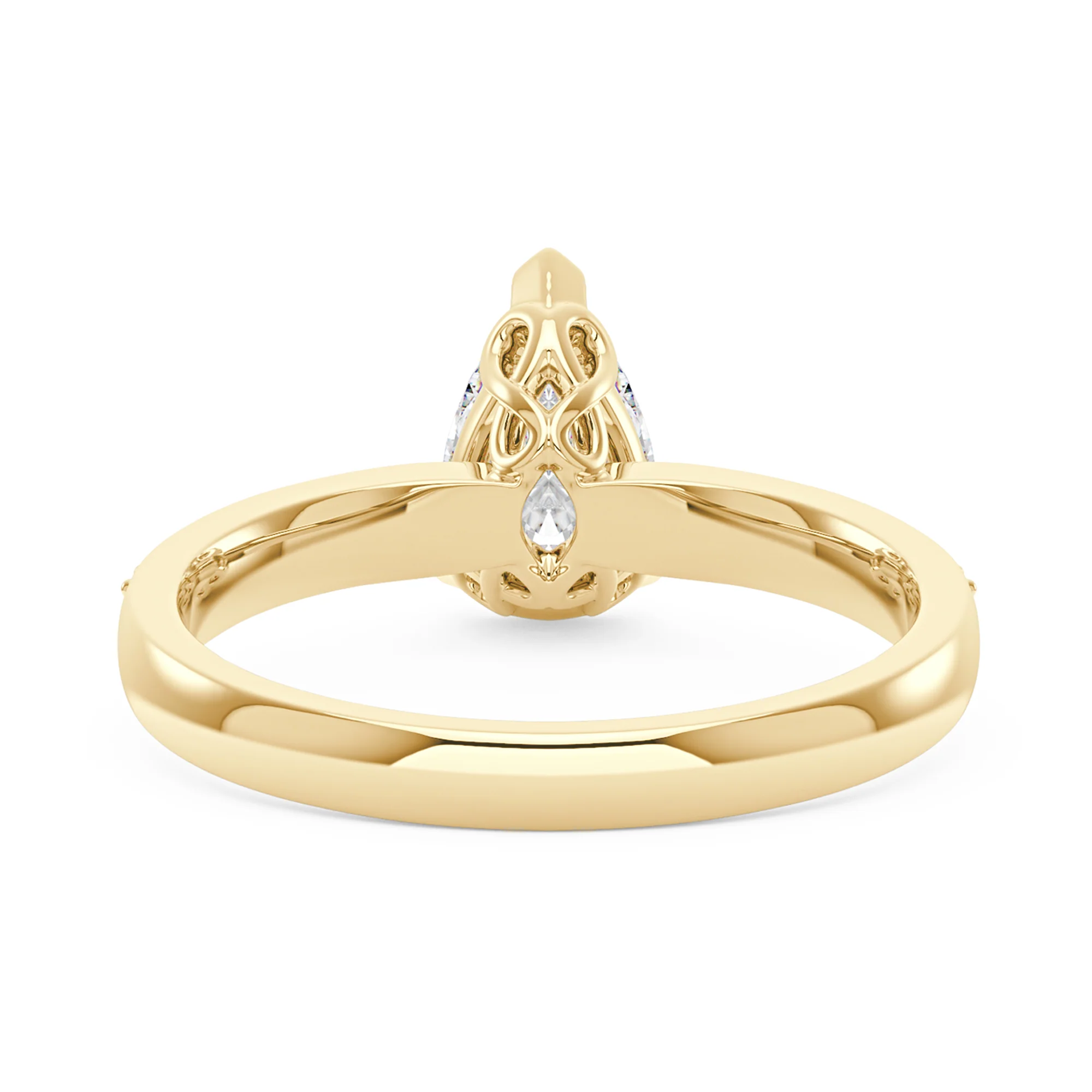 Pear Shaped Moissanite Engagement Ring with Pavé Band - Image 6