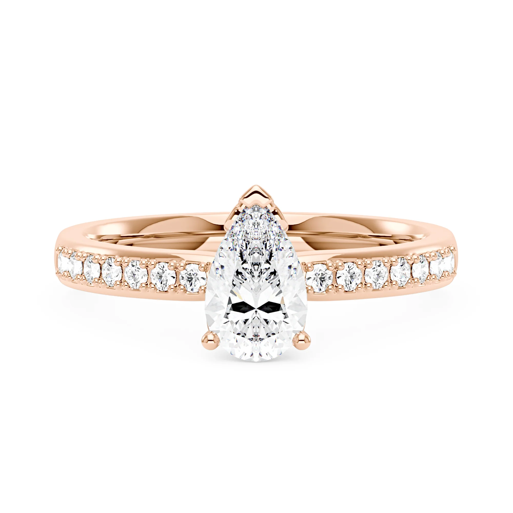 Pear Shaped Moissanite Engagement Ring with Pavé Band - Image 7