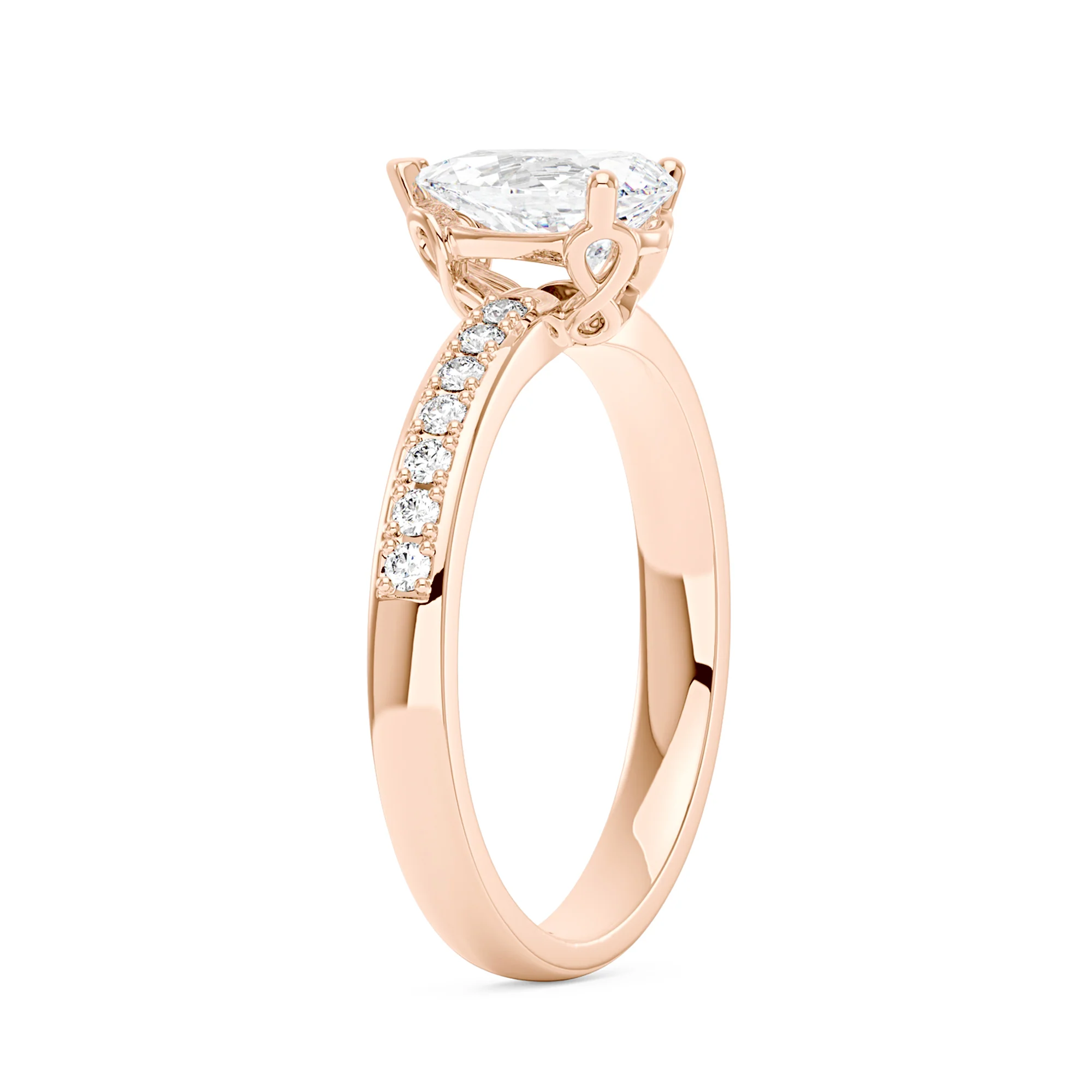 Pear Shaped Moissanite Engagement Ring with Pavé Band - Image 8