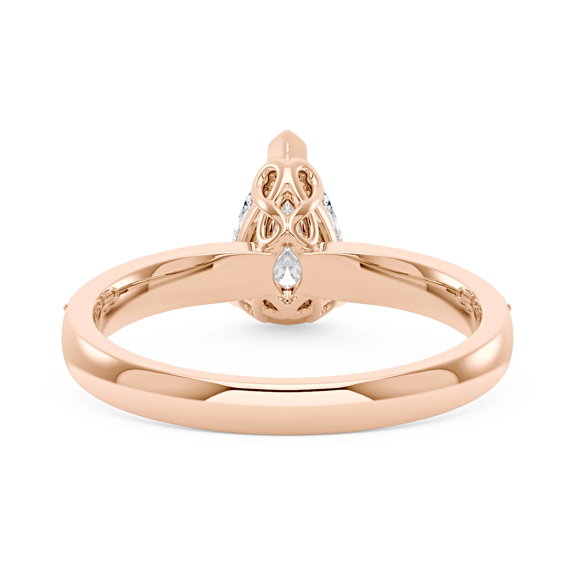 Pear Shaped Moissanite Engagement Ring with Pavé Band - Image 9