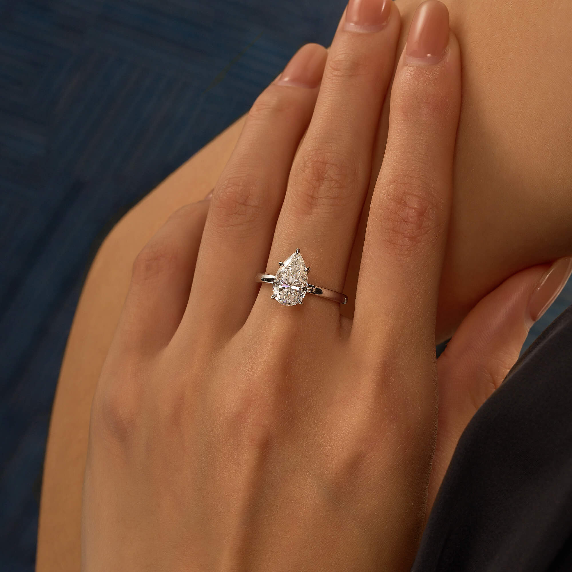 Pear-Shaped Moissanite Solitaire Engagement Ring - Image 10
